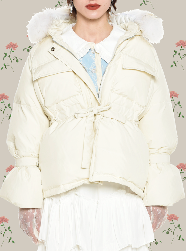 Пуховое пальто с поясом