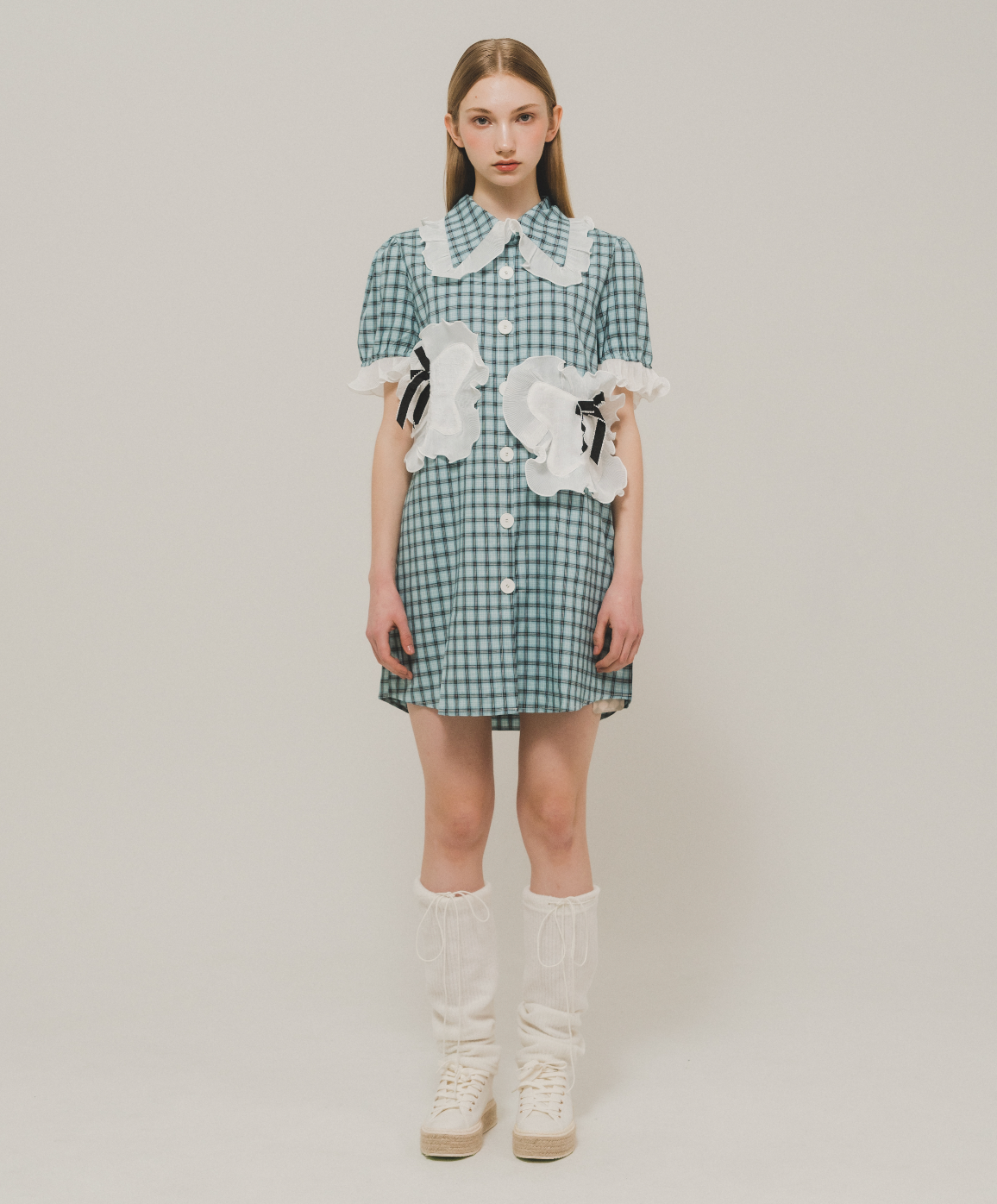 Asymmetric Pocket Check Dress
