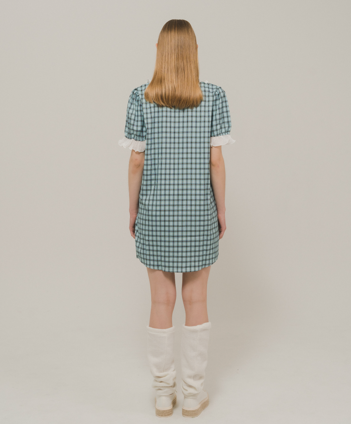 Asymmetric Pocket Check Dress