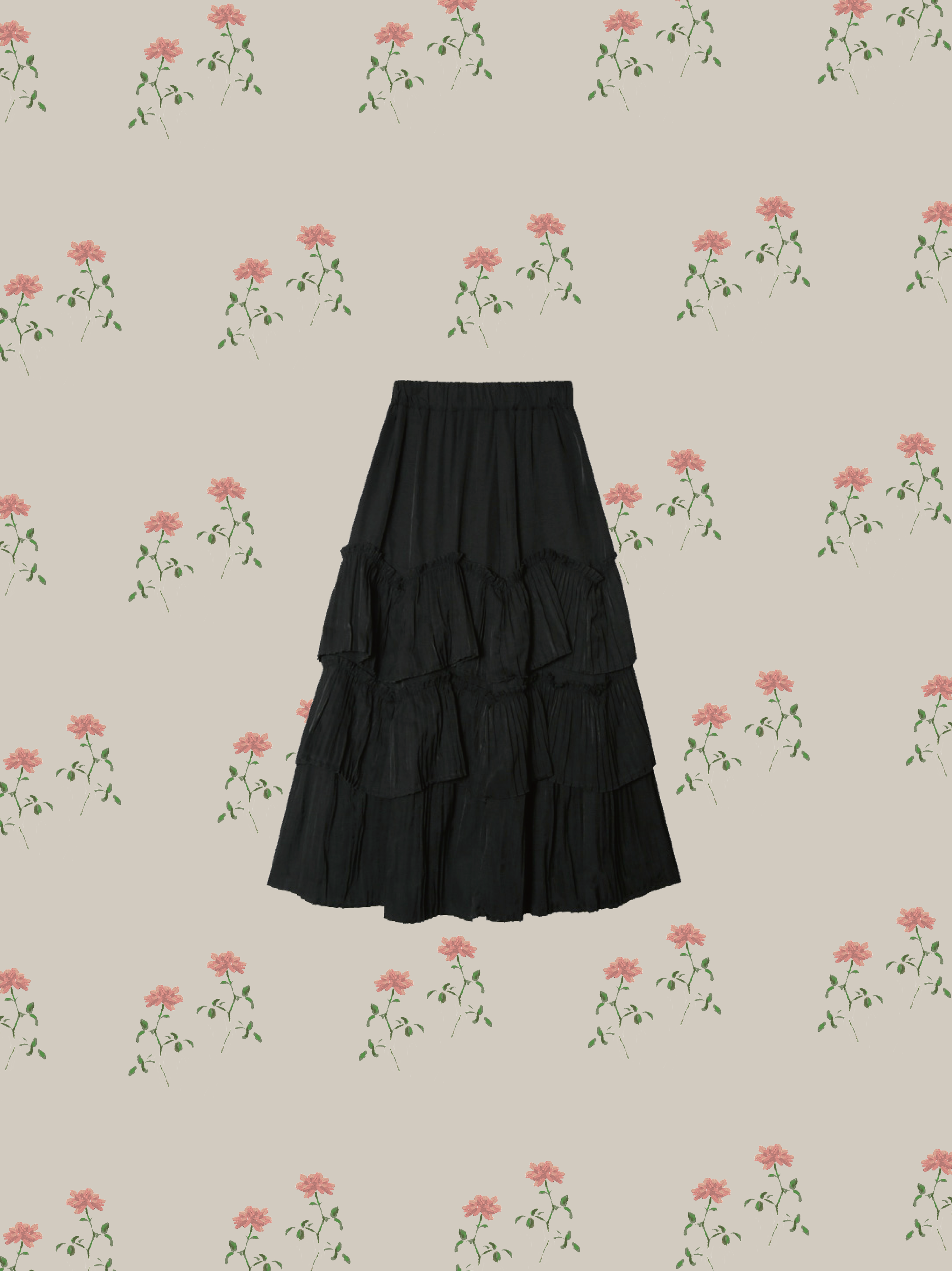 Pleats Tiered Flair Skirt