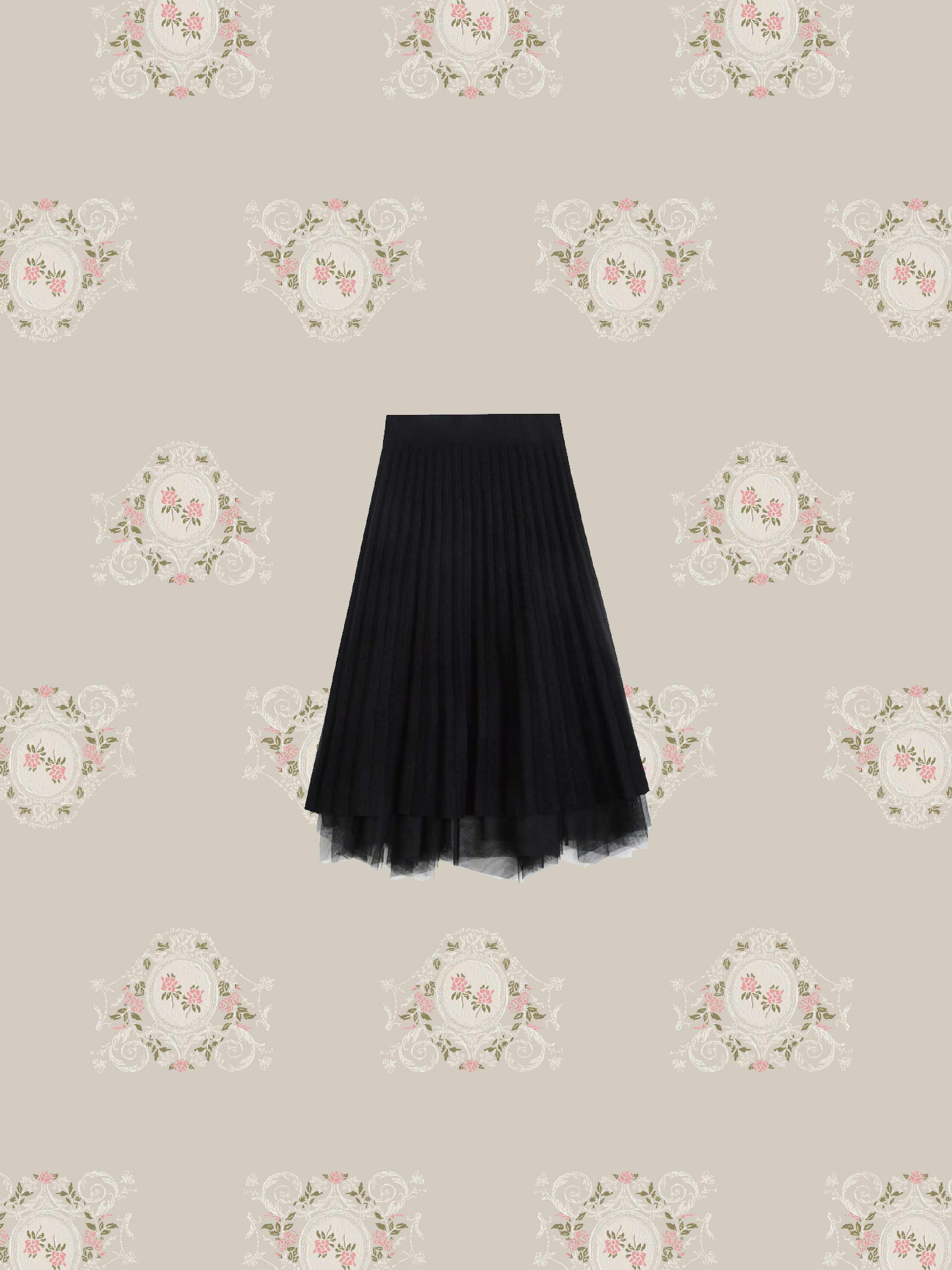 Lace Stitching Ribbon Knit Skirt