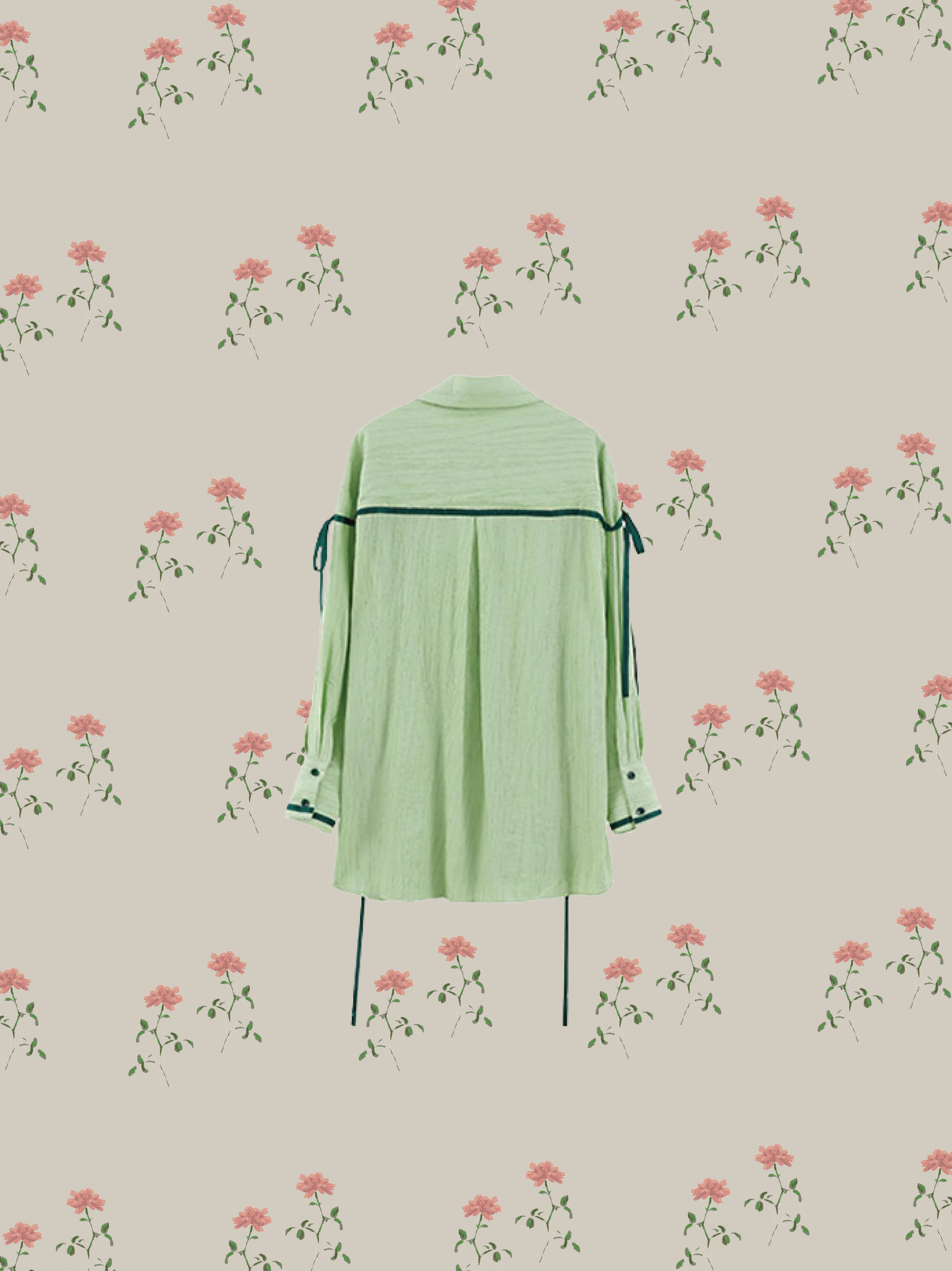 Green Gather Ribbon One Piece