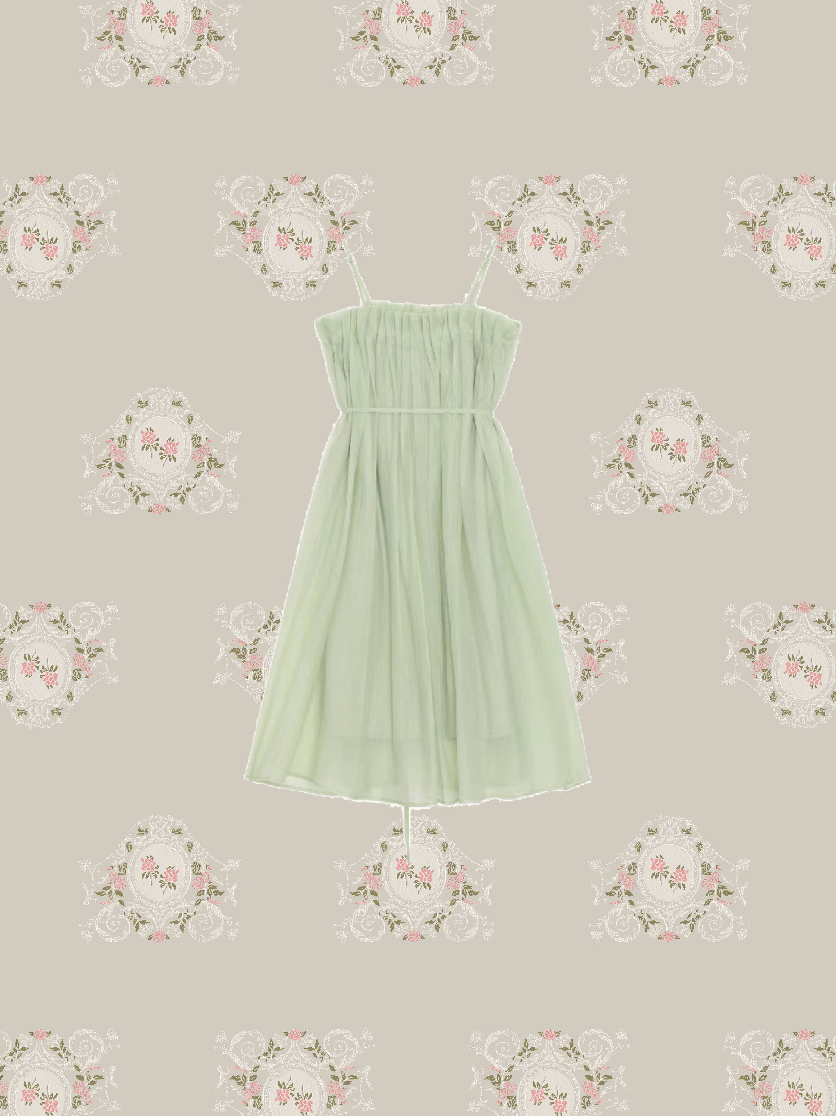 Green Slip Gauze Dress
