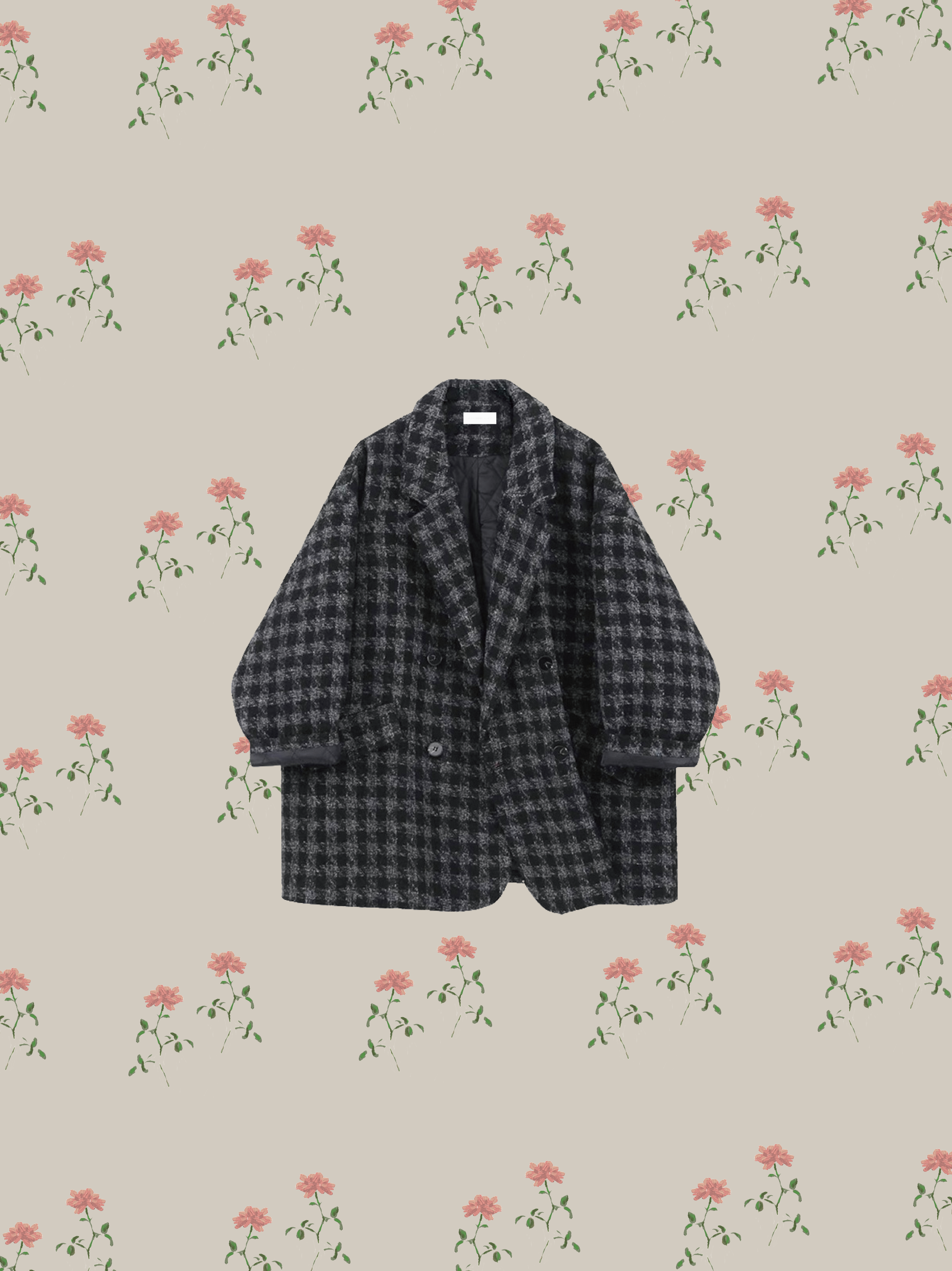 Loose Silhouette Check Coat