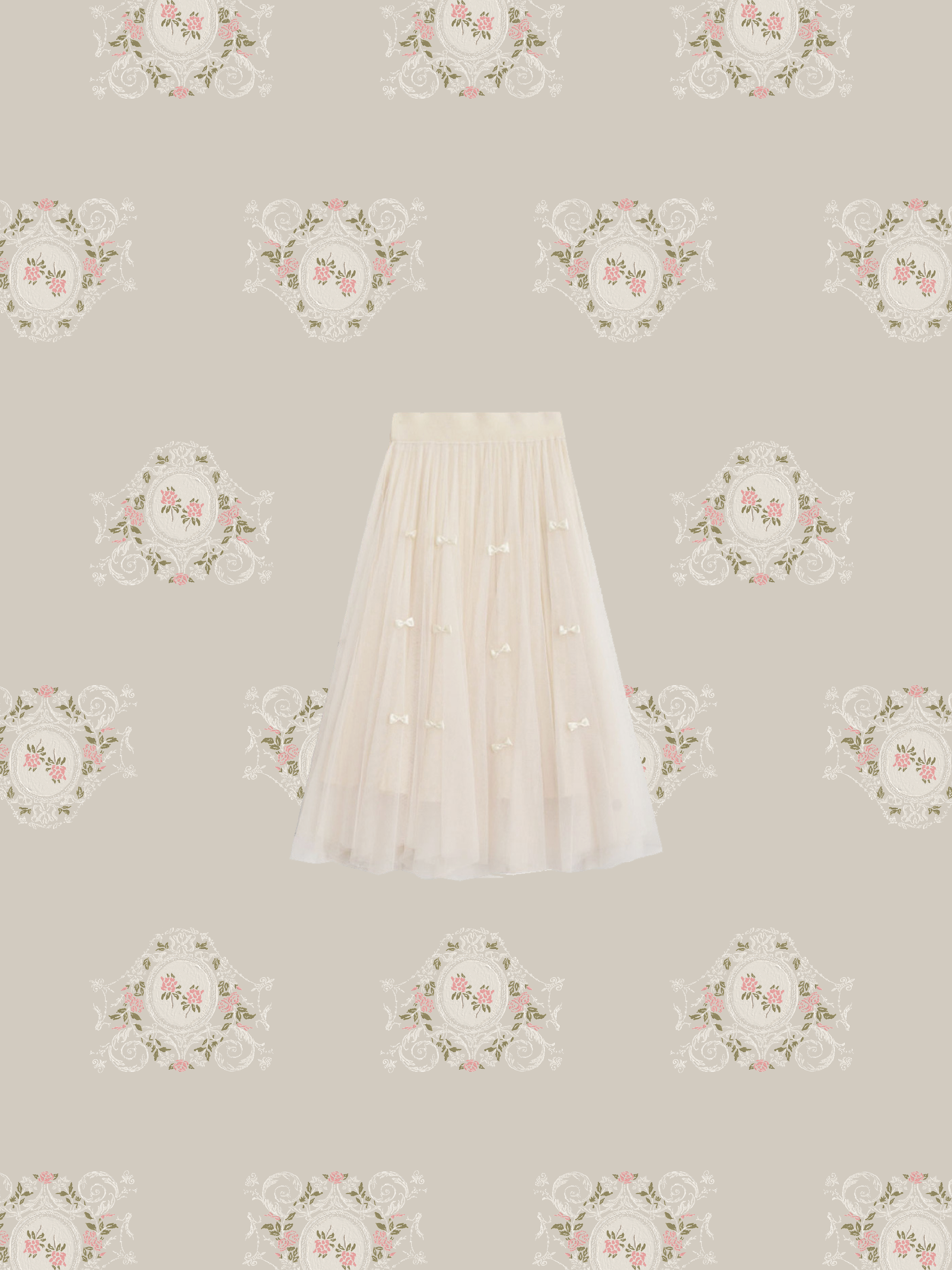 Lace Stitching Ribbon Knit Skirt
