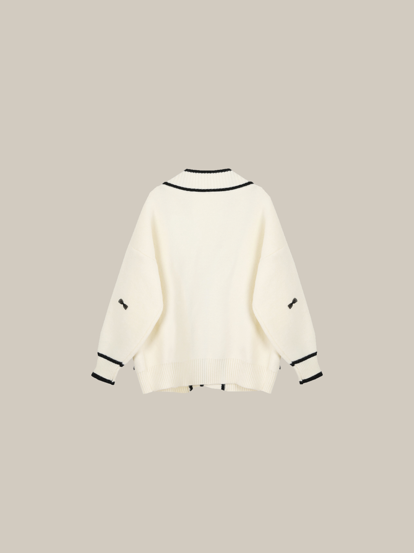 Bicolor Ribbon Mix Knit Cardigan