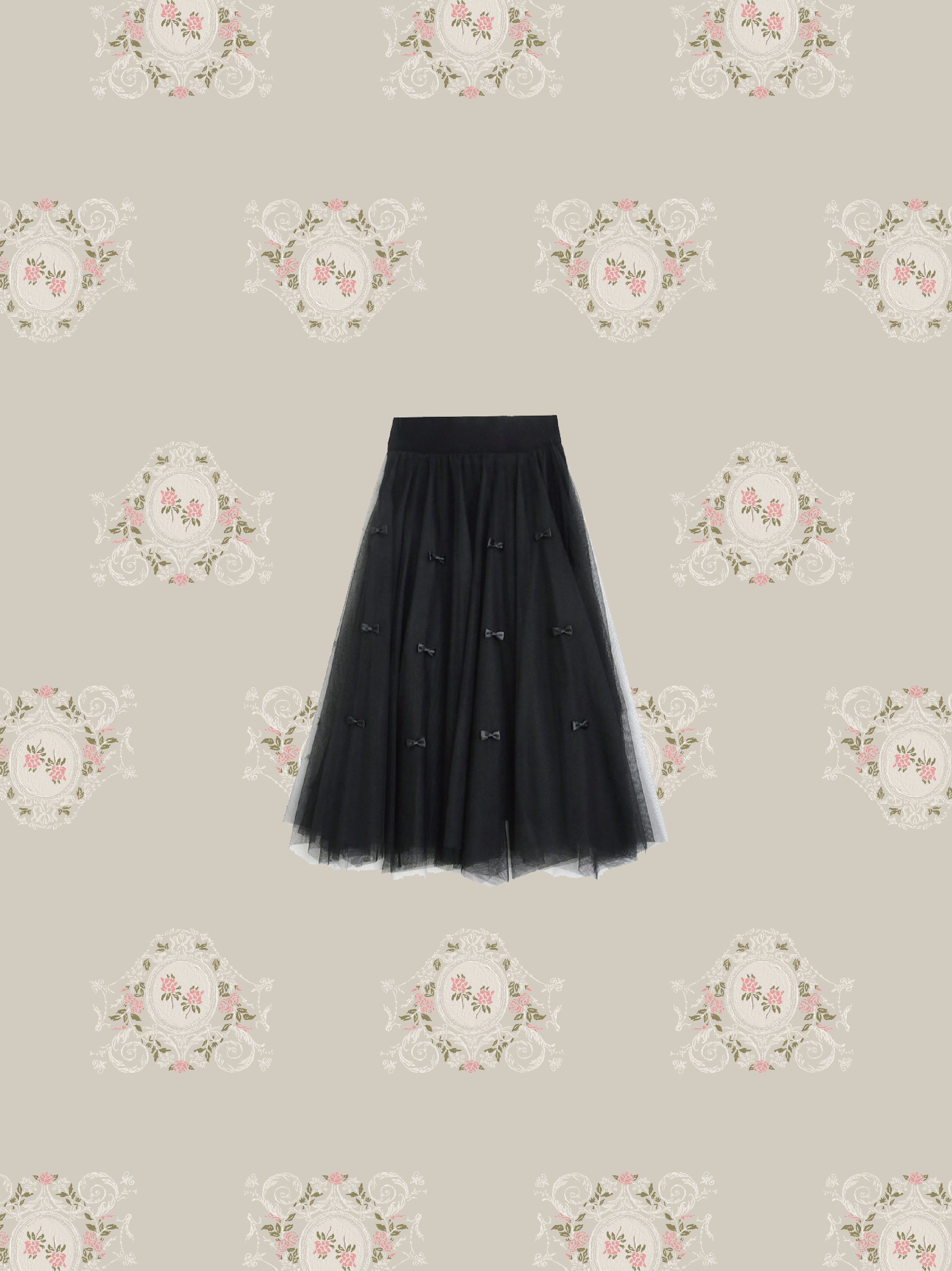 Lace Stitching Ribbon Knit Skirt