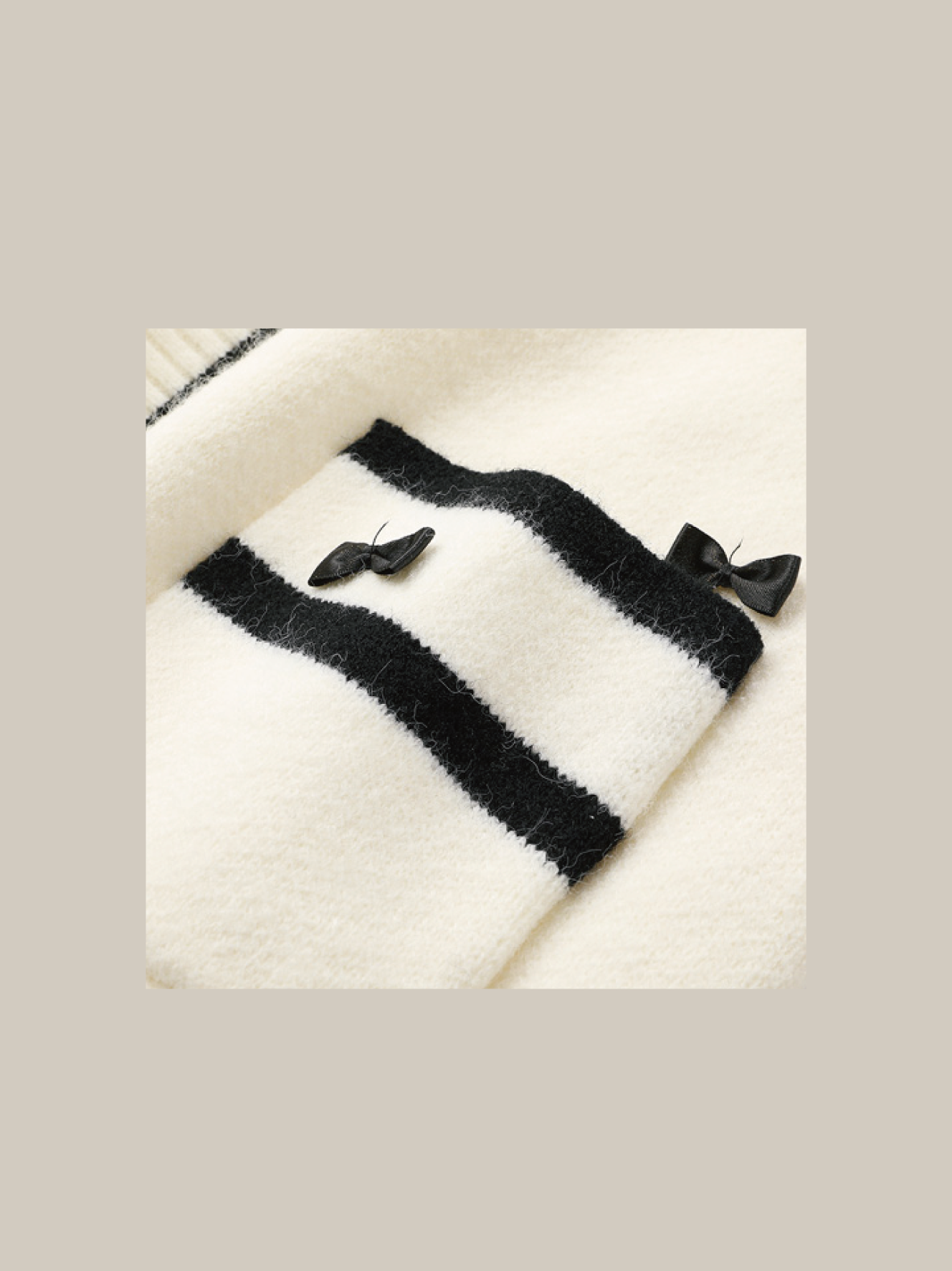 Bicolor Ribbon Mix Knit Cardigan