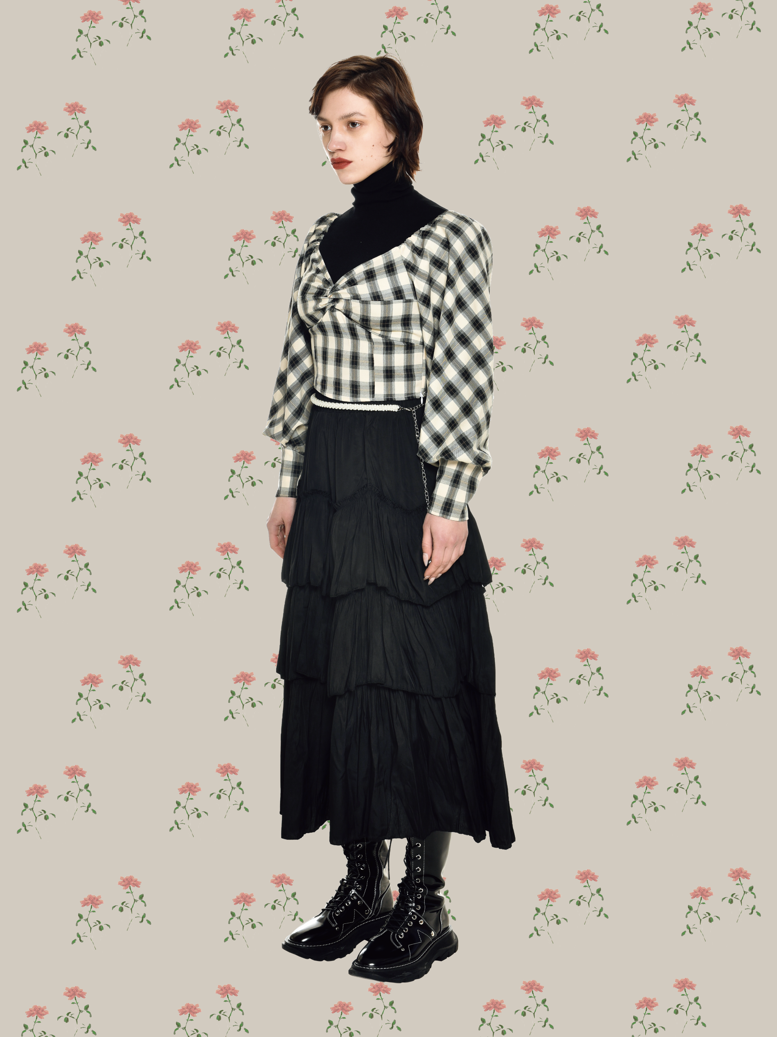 Pleats Tiered Flair Skirt