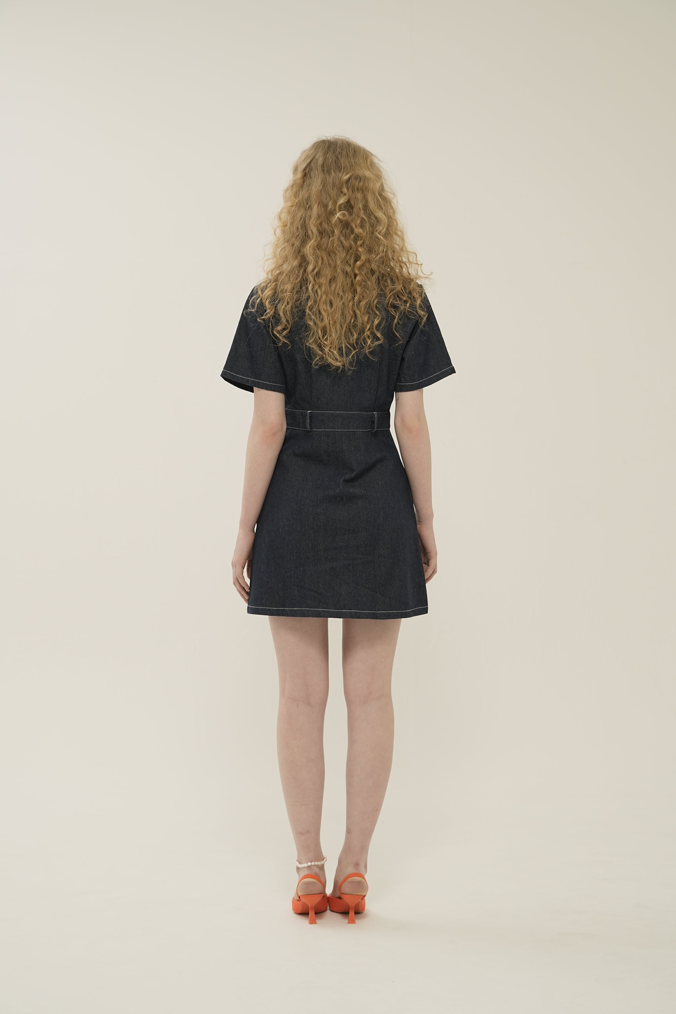 Lace Collar Denim One Piece