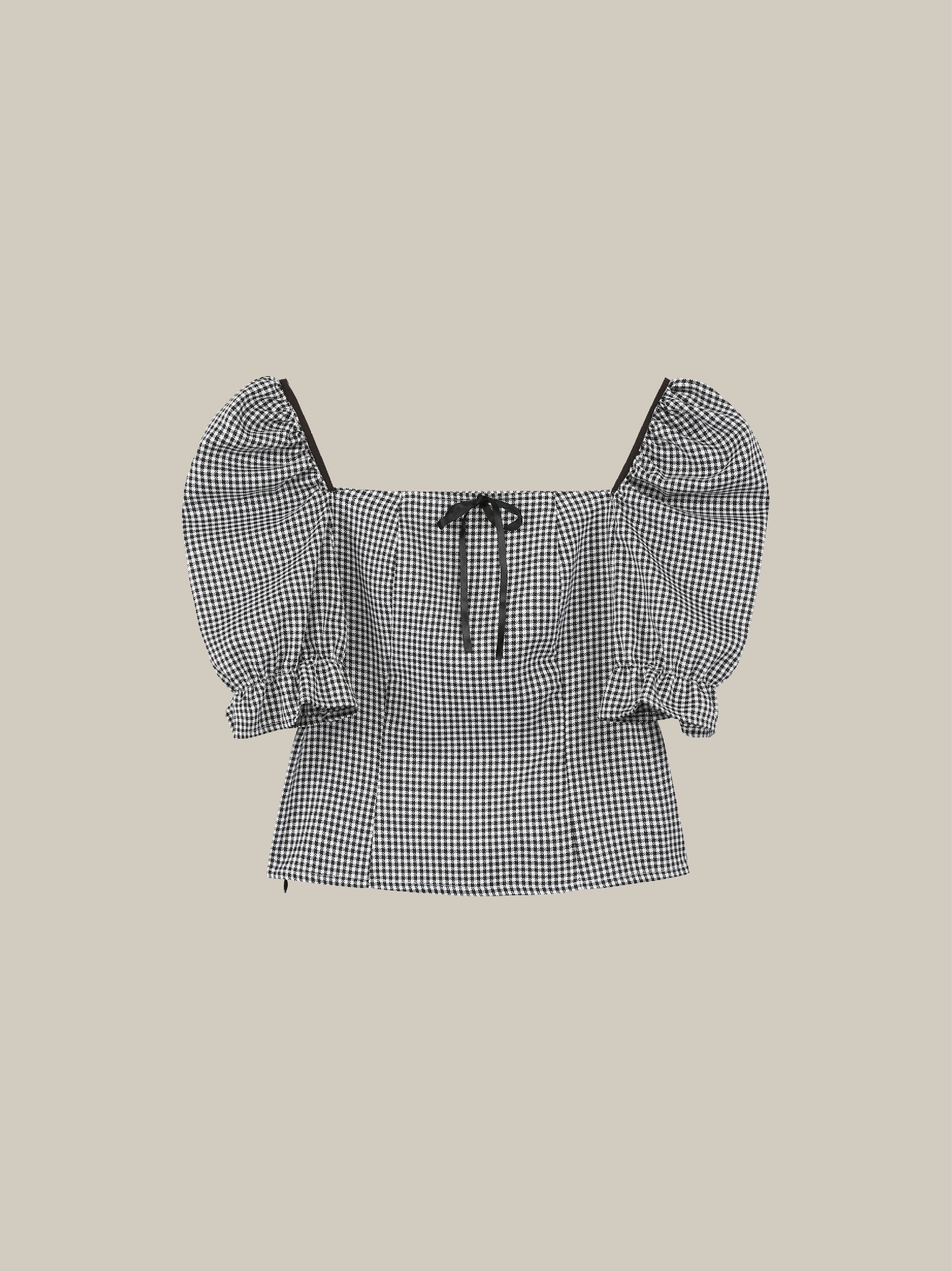 Off-Shoulder Gingham Short Top