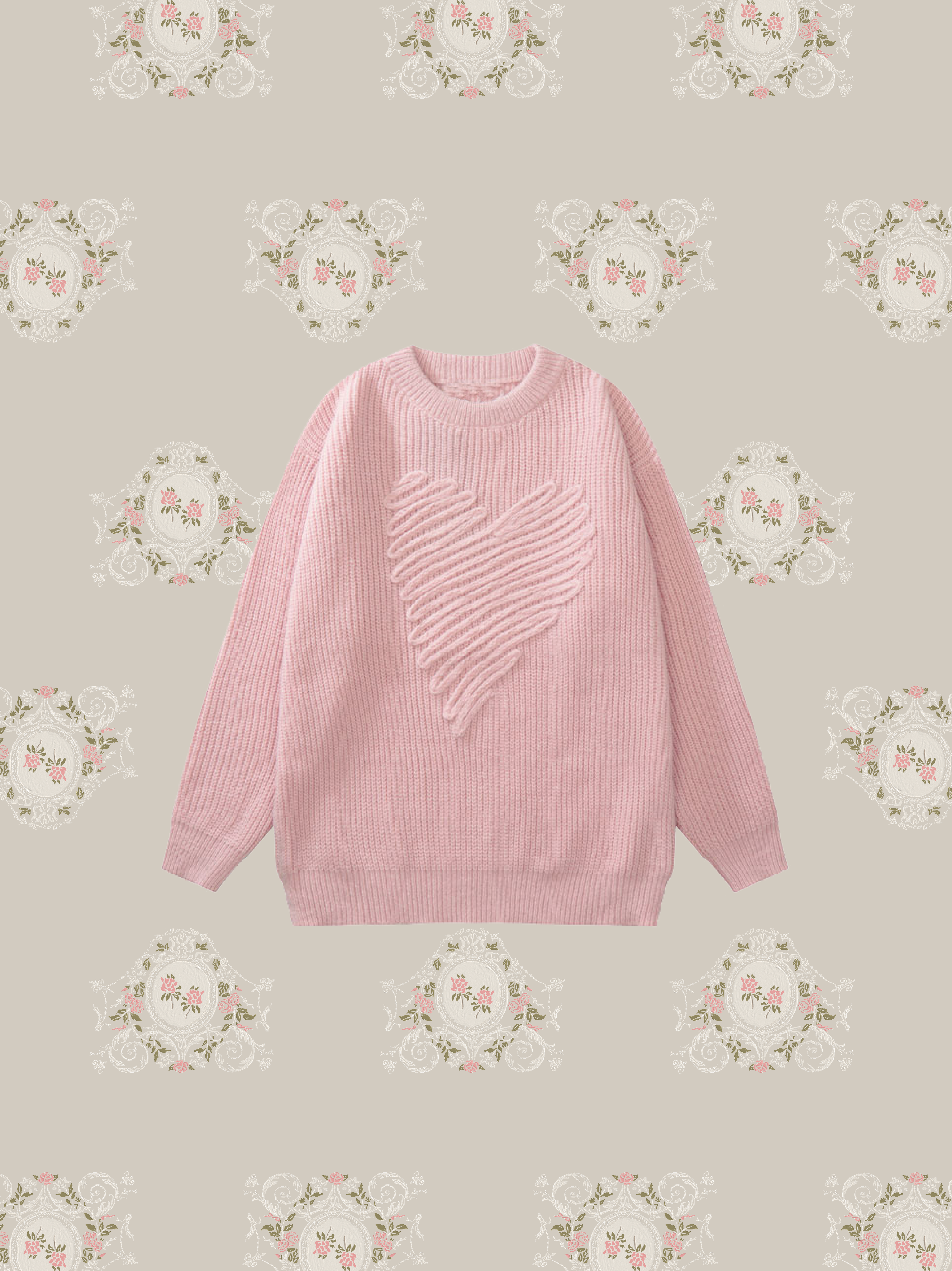 Relaxed Heart Jacquard Sweater