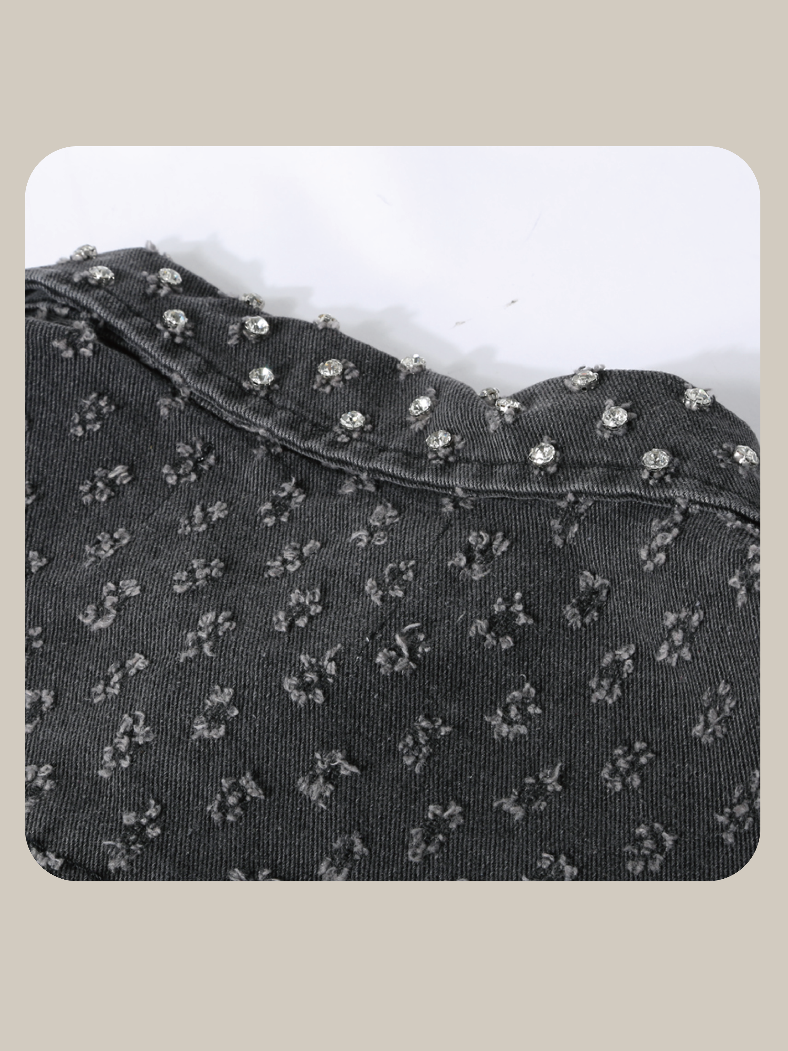 Texture Crystal Deco Denim Jacket/テクスチャー クリスタル デコ デニム ジャケット