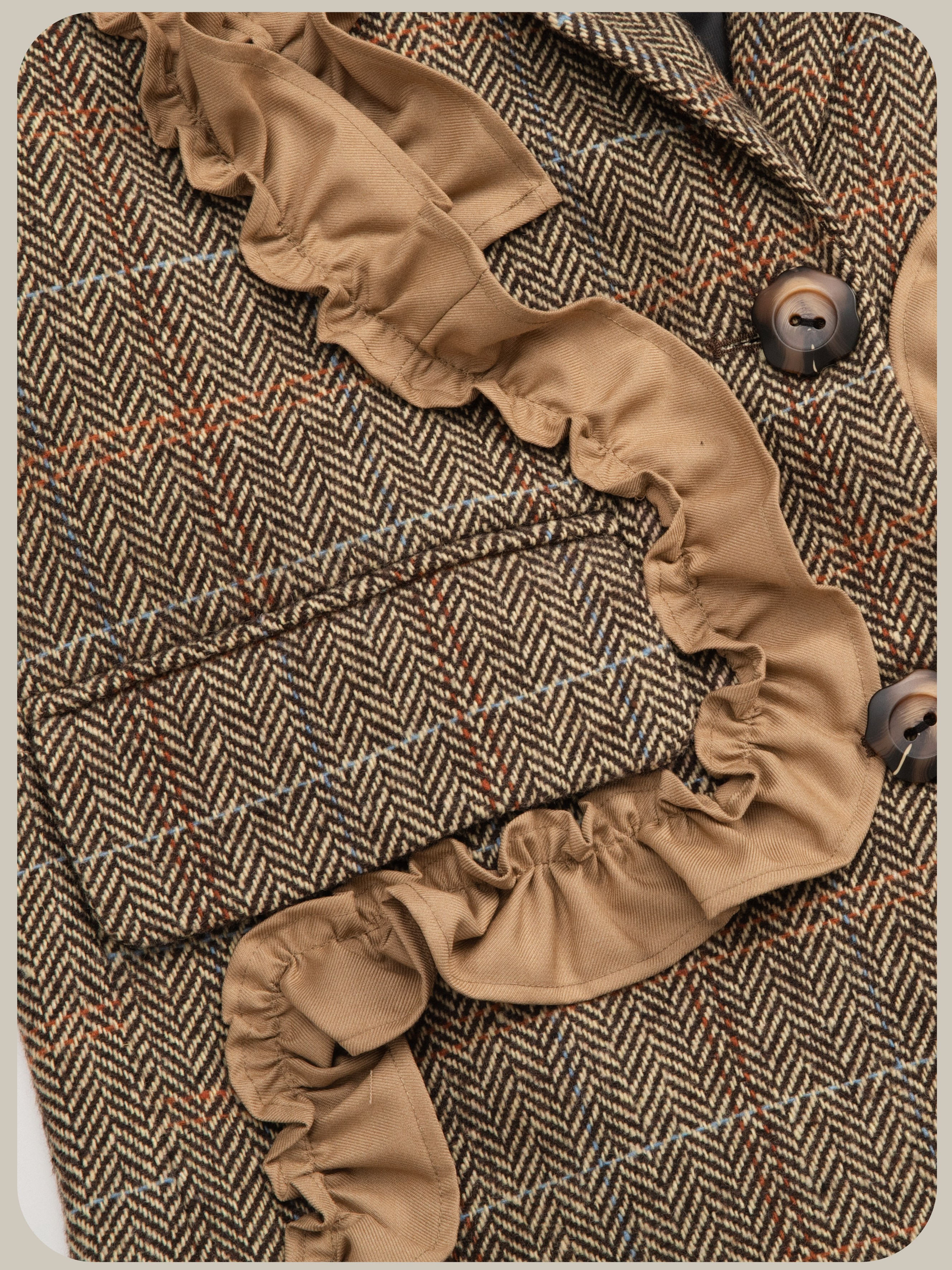 ・予約商品・Check Frill Decorate Jacket/チェック柄フリルジャケット