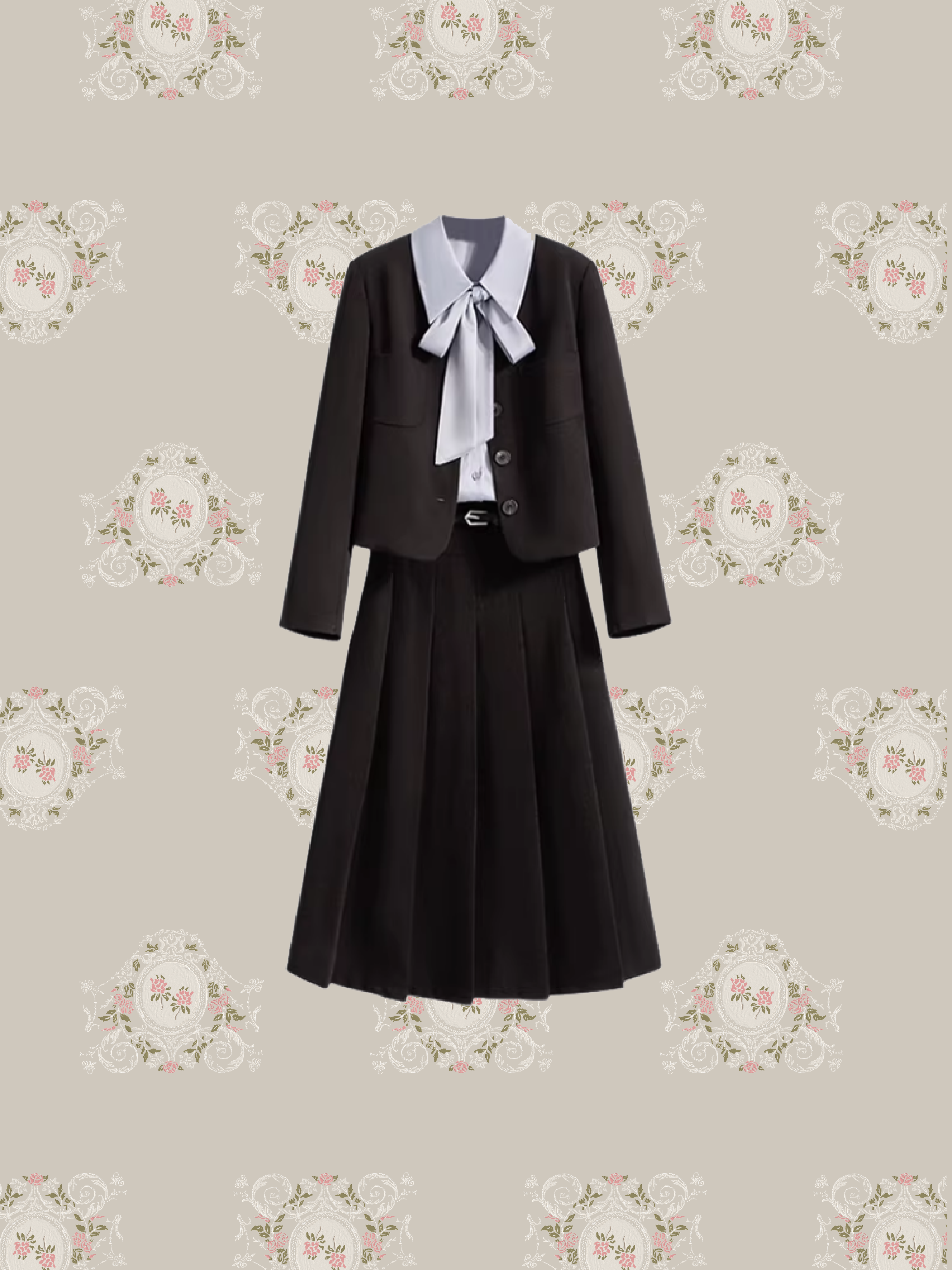 Elegant Blouse Jacket 3 Items Set Up/エレガントブラウスジャケット3点セットアップ