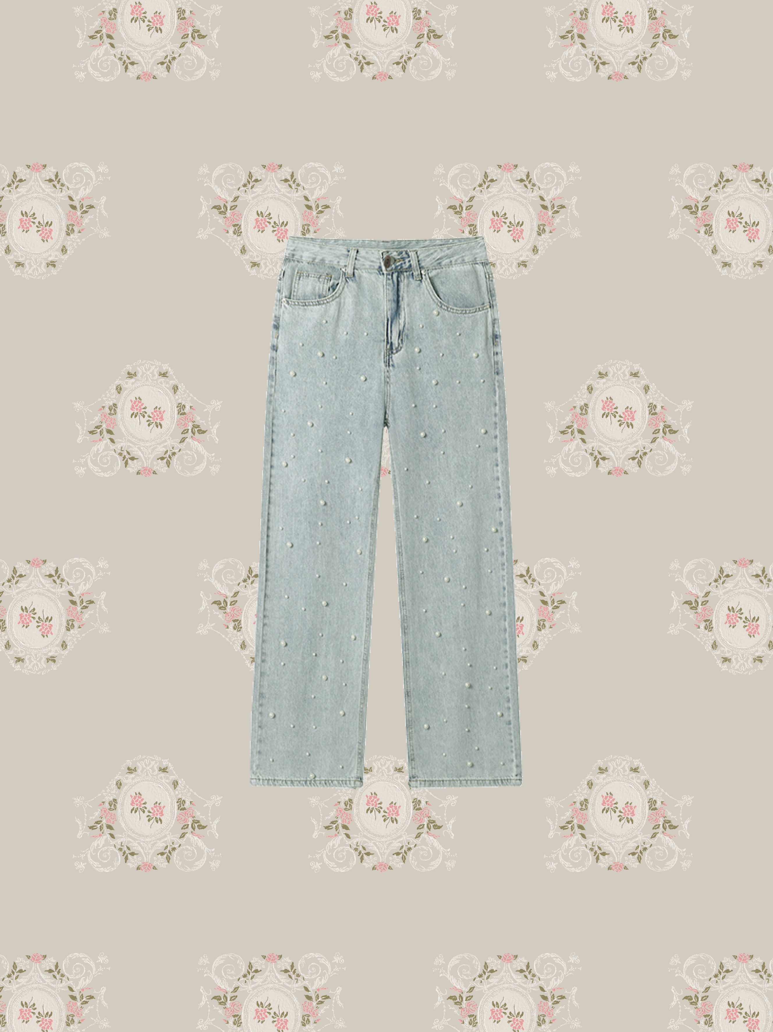 Pearl Deco Wide Denim Pants パールデコワイドデニムパンツ. Pearl Deco Wide Denim Pants パールデコワイドデニムパンツ.
