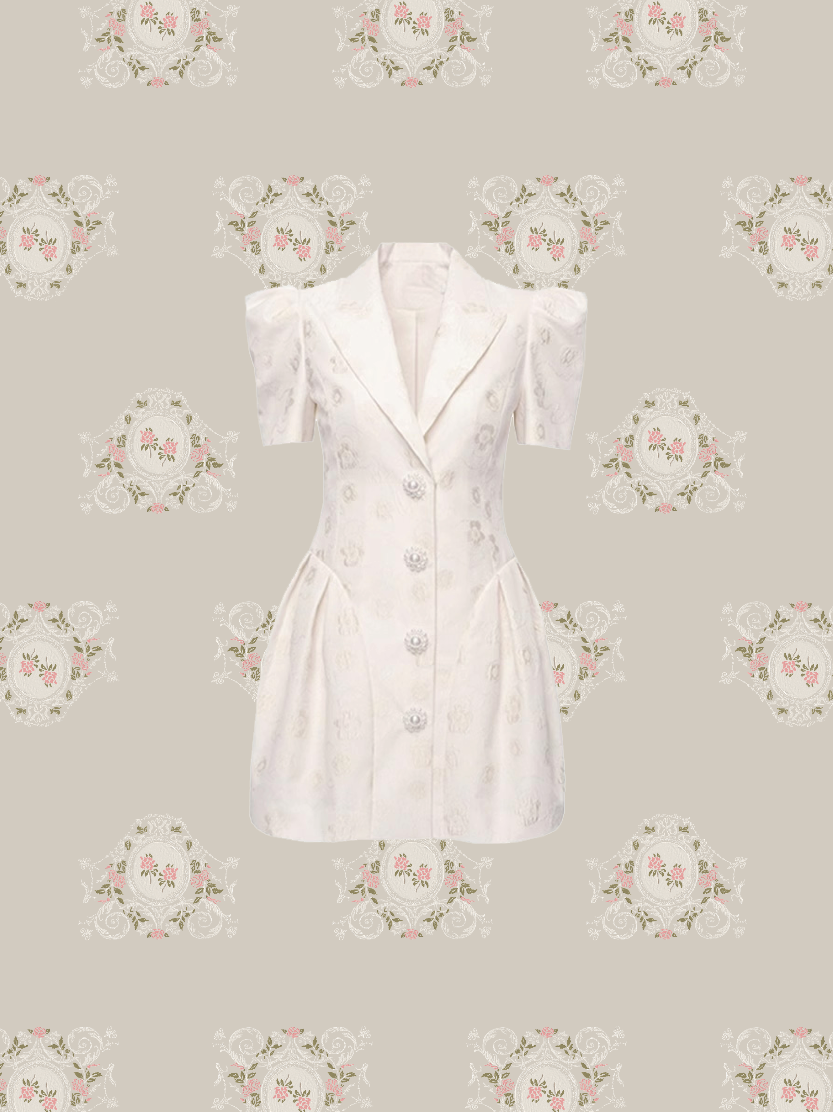 Elegant Flower Embroidery Jacket Dress  エレガントフラワー刺繍ジャケットドレス