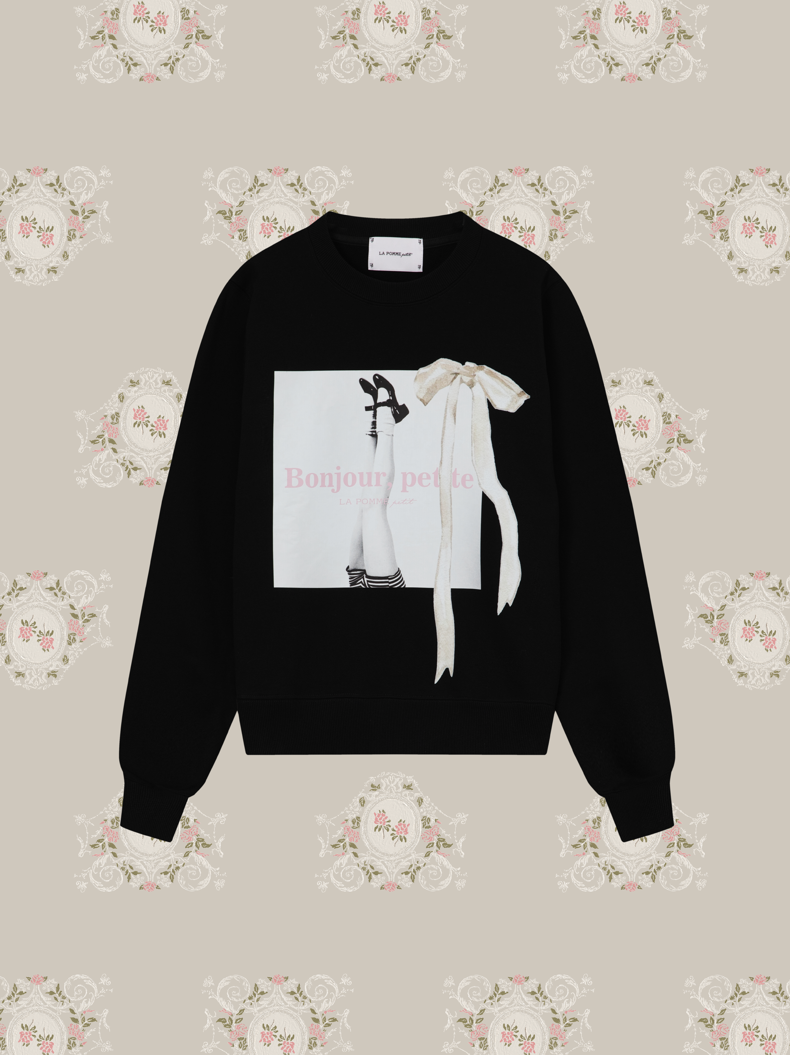 LA POMME petit Bow Heels Illustration Sweat