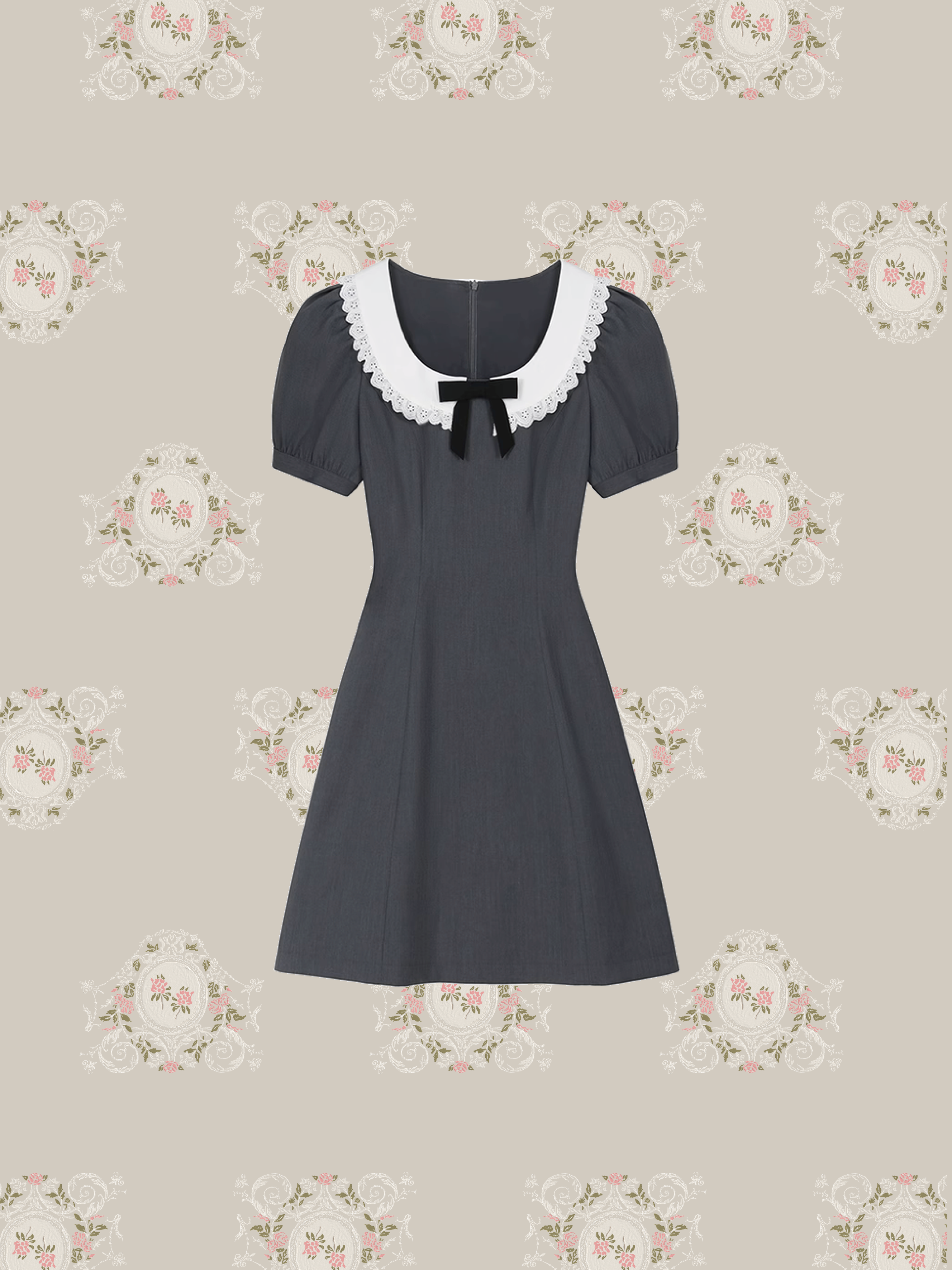 French Style Lace Collar Dress/フレンチスタイルレースカラードレス