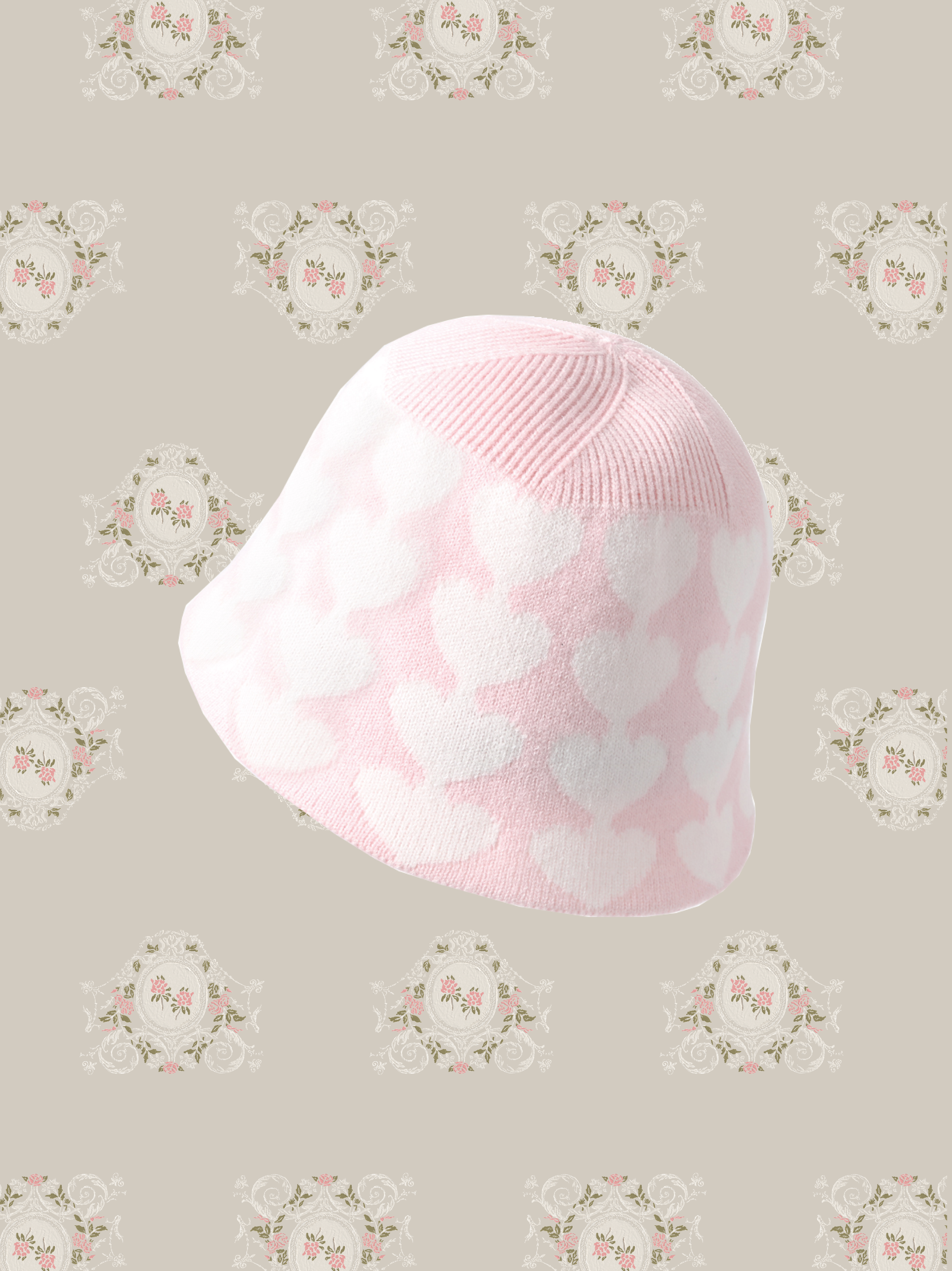 Heart Embroidery Bucket Hat/ハート刺繍ニット帽子