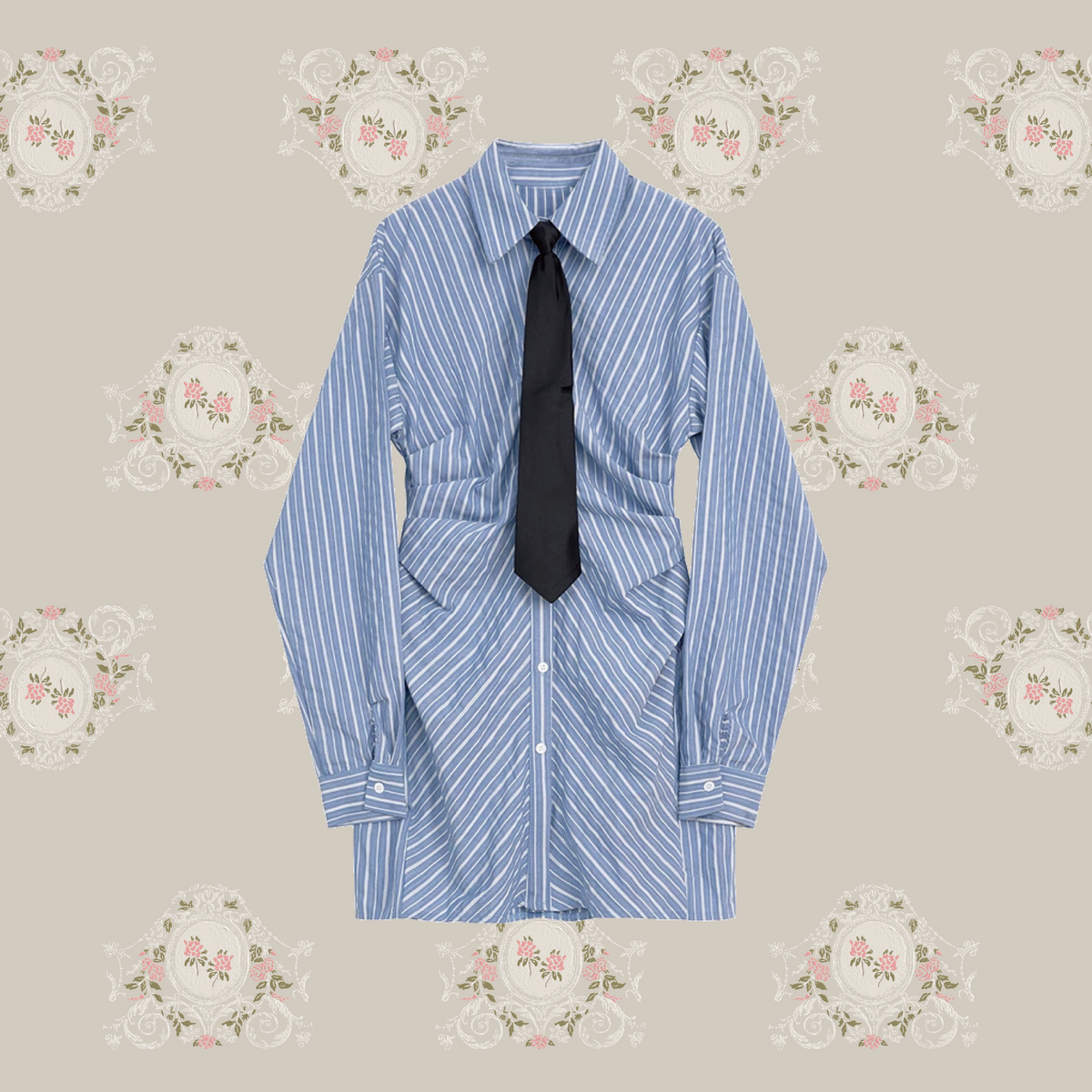 Peaked Stitching Shirt One Piece. ピークステッチシャツワンピース-