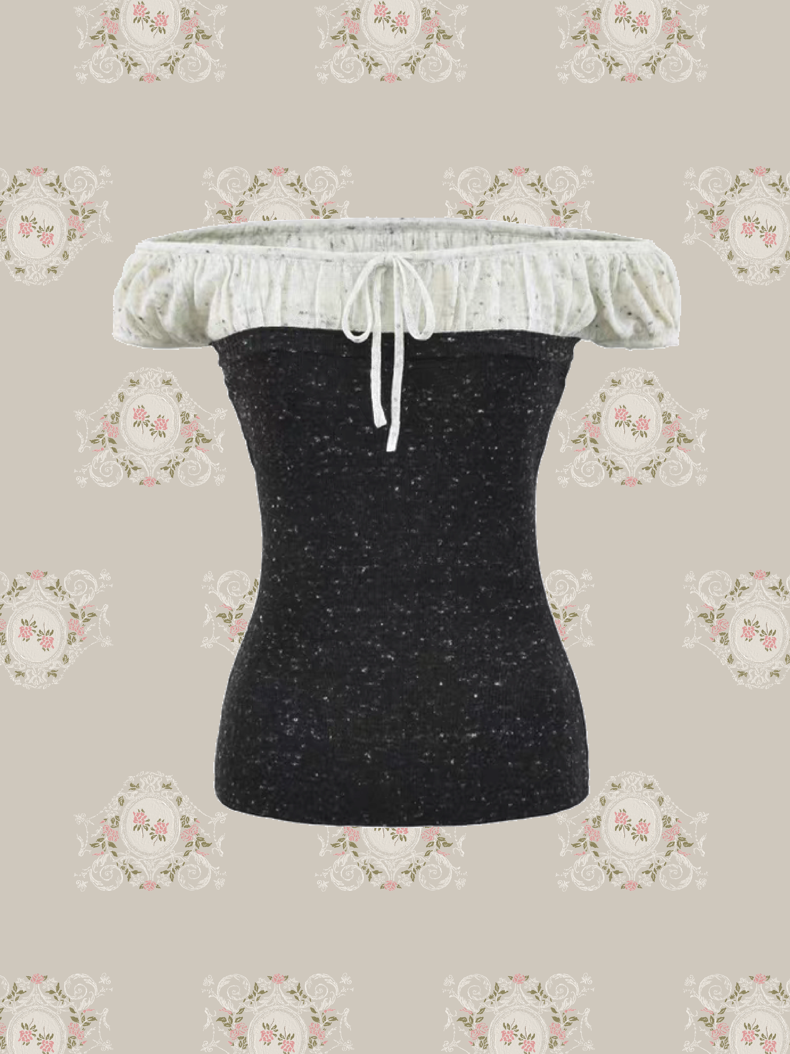 Contrast Off-Shoulder Tie Top/コントラストオフショルダータイトップ