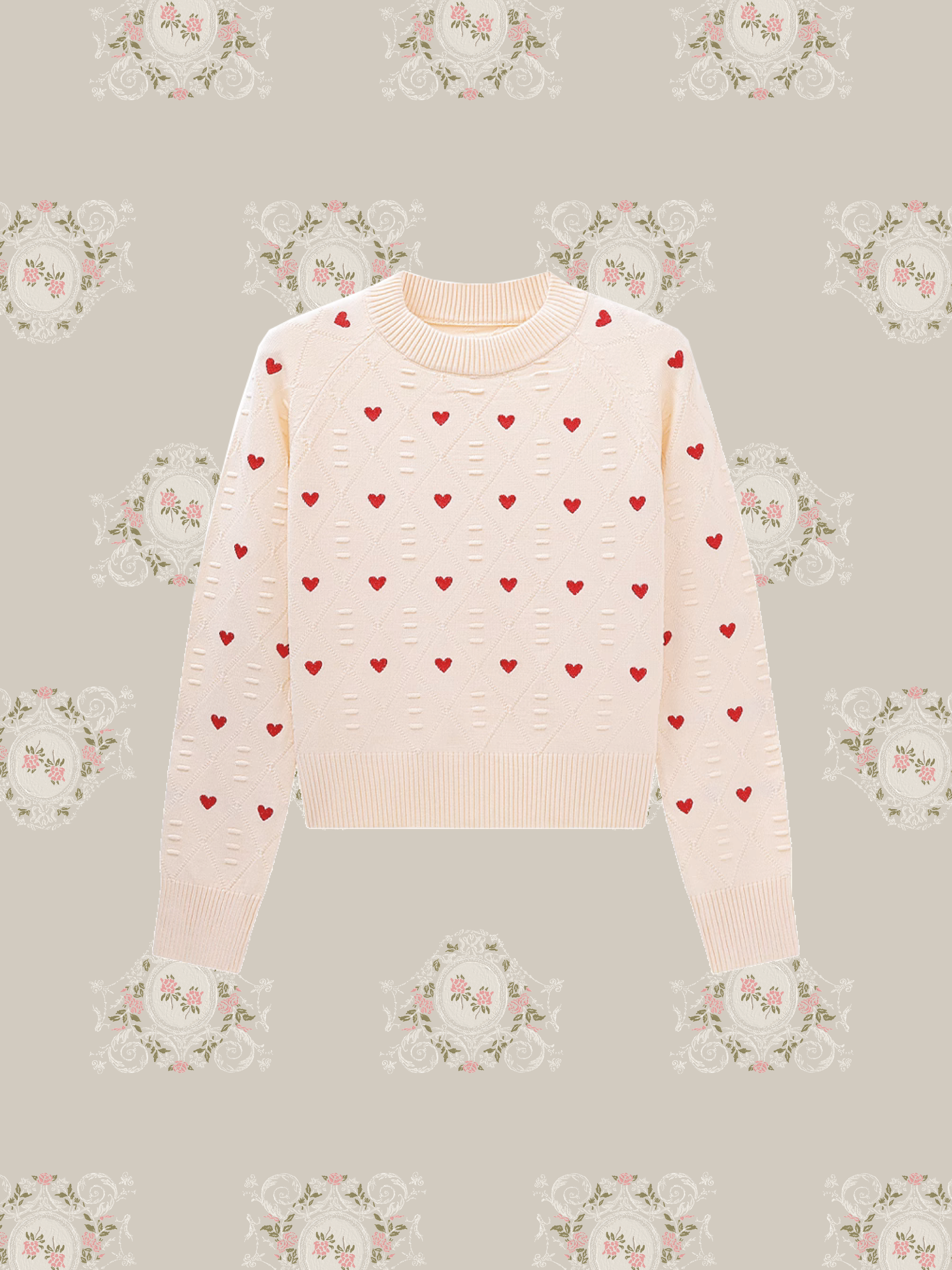 Heart Embroidery Knit Top
