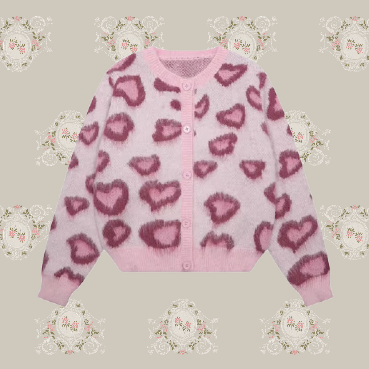 オスカルブルマリン ヒョウ柄花モチーフカーディガン オスカルブルマリン ヒョウ柄花モチーフカーディガン ヒョウ柄