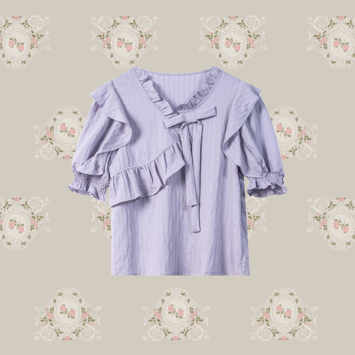 Asymmetry Purple Frill Shirt アシンメトリーパープルフリルシャツ