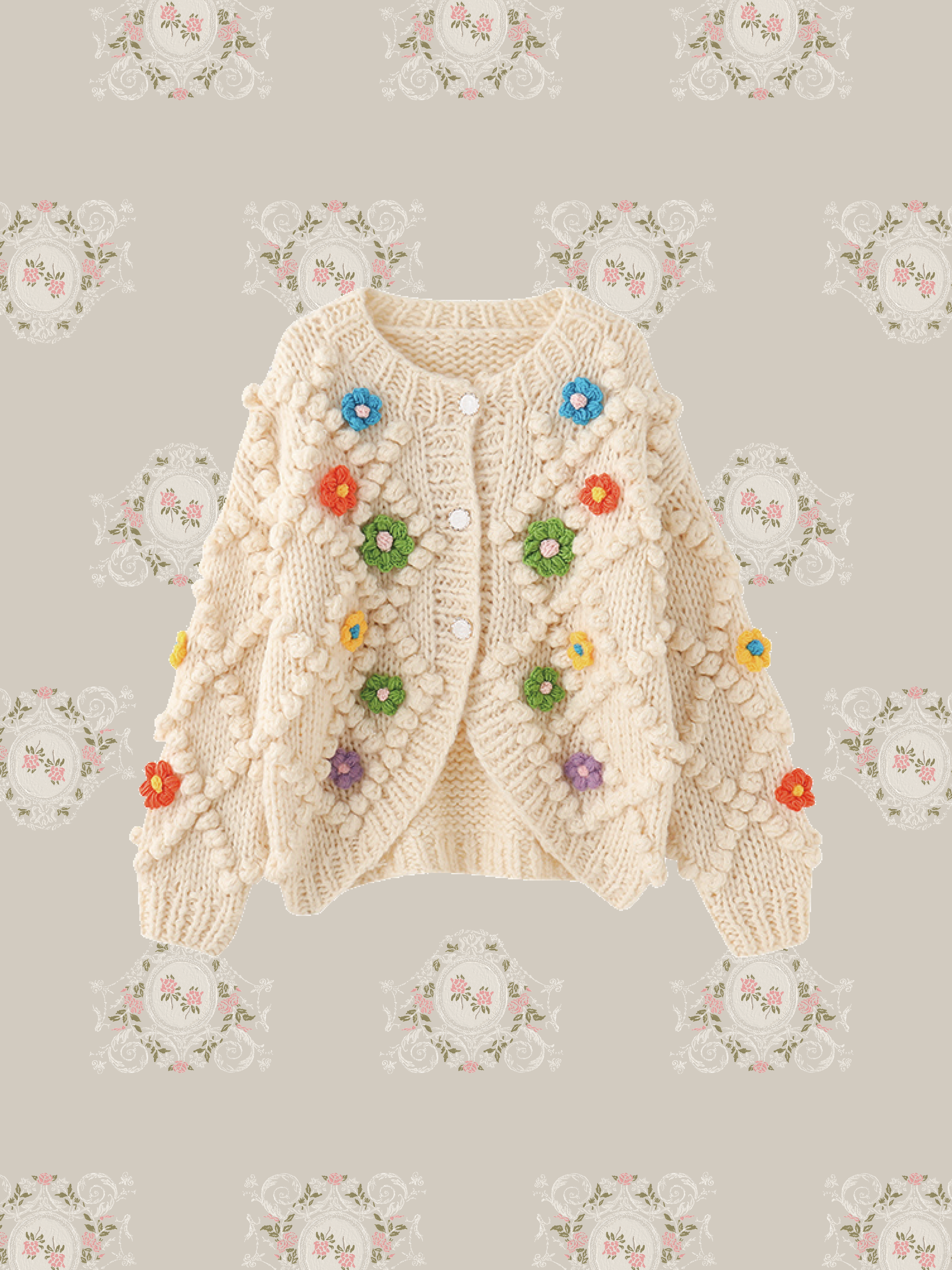 Handmade Garden Crochet Cardigan. ハンドメイドガーデンカーディガン