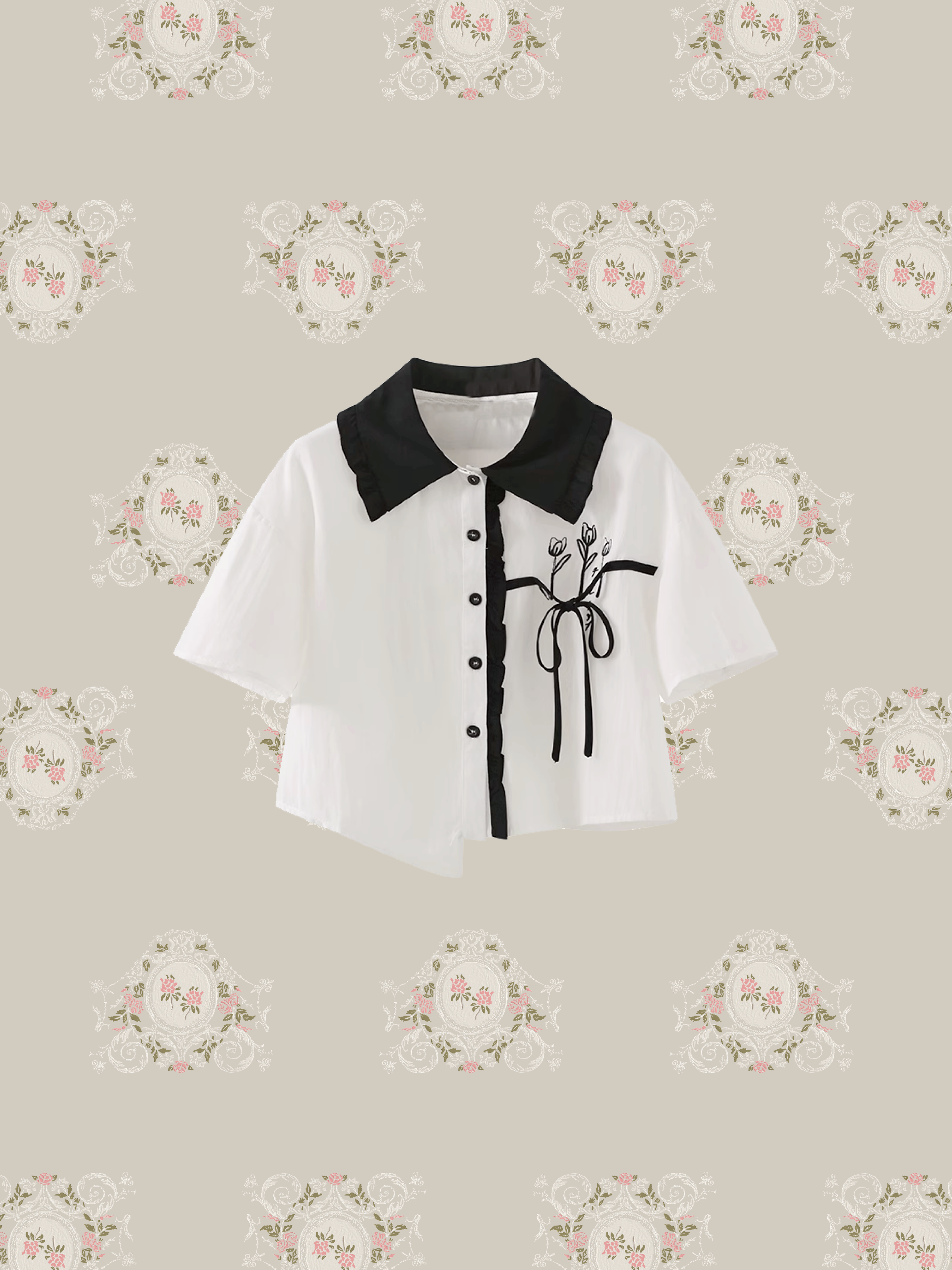 Lilium Embroidered Design Blouse リリー刺繍デザインブラウス