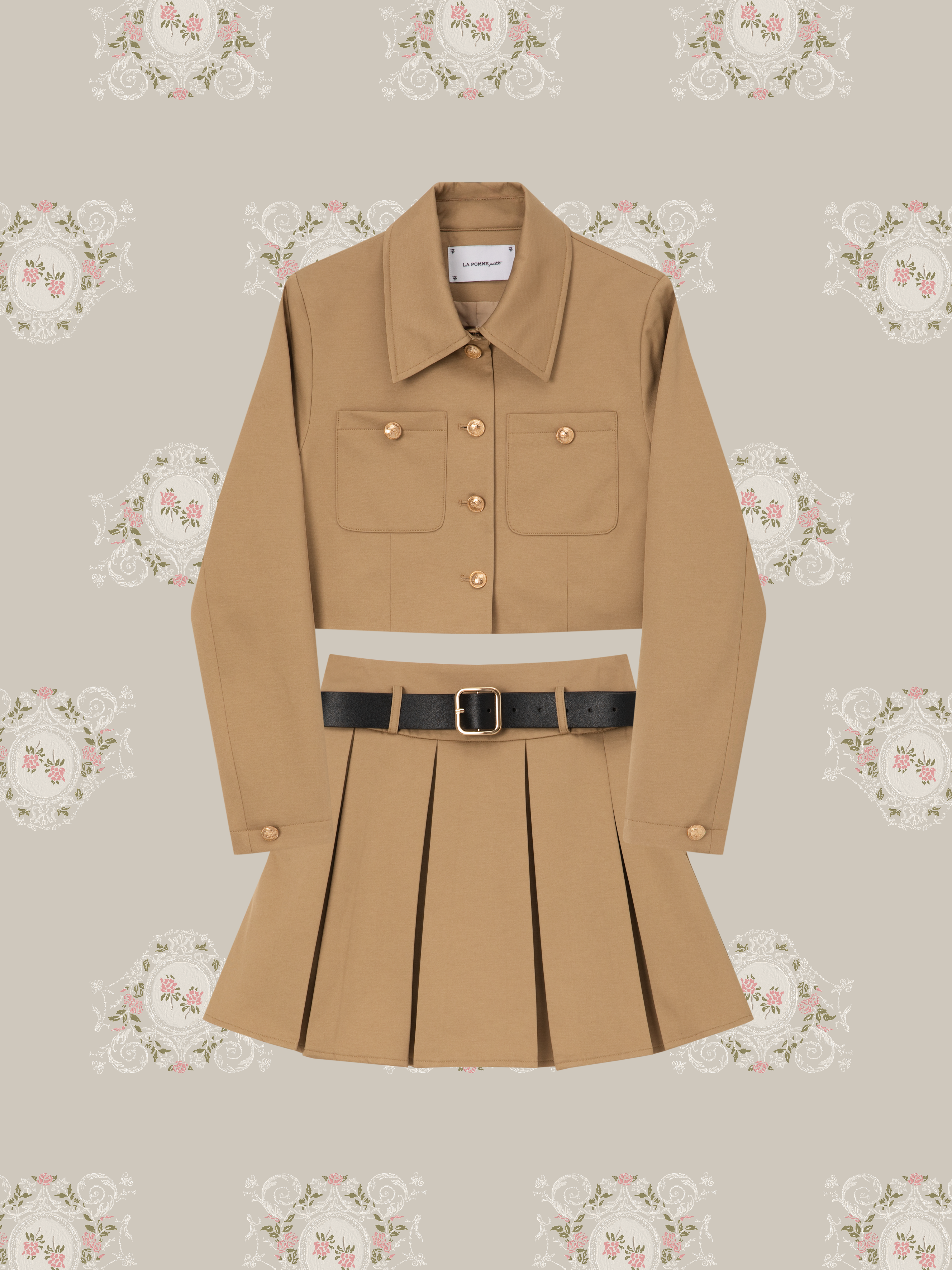 ・予約商品・Cropped Trench Textured Jacket Set Up/クロップドトレンチ風ジャケットセットアップ