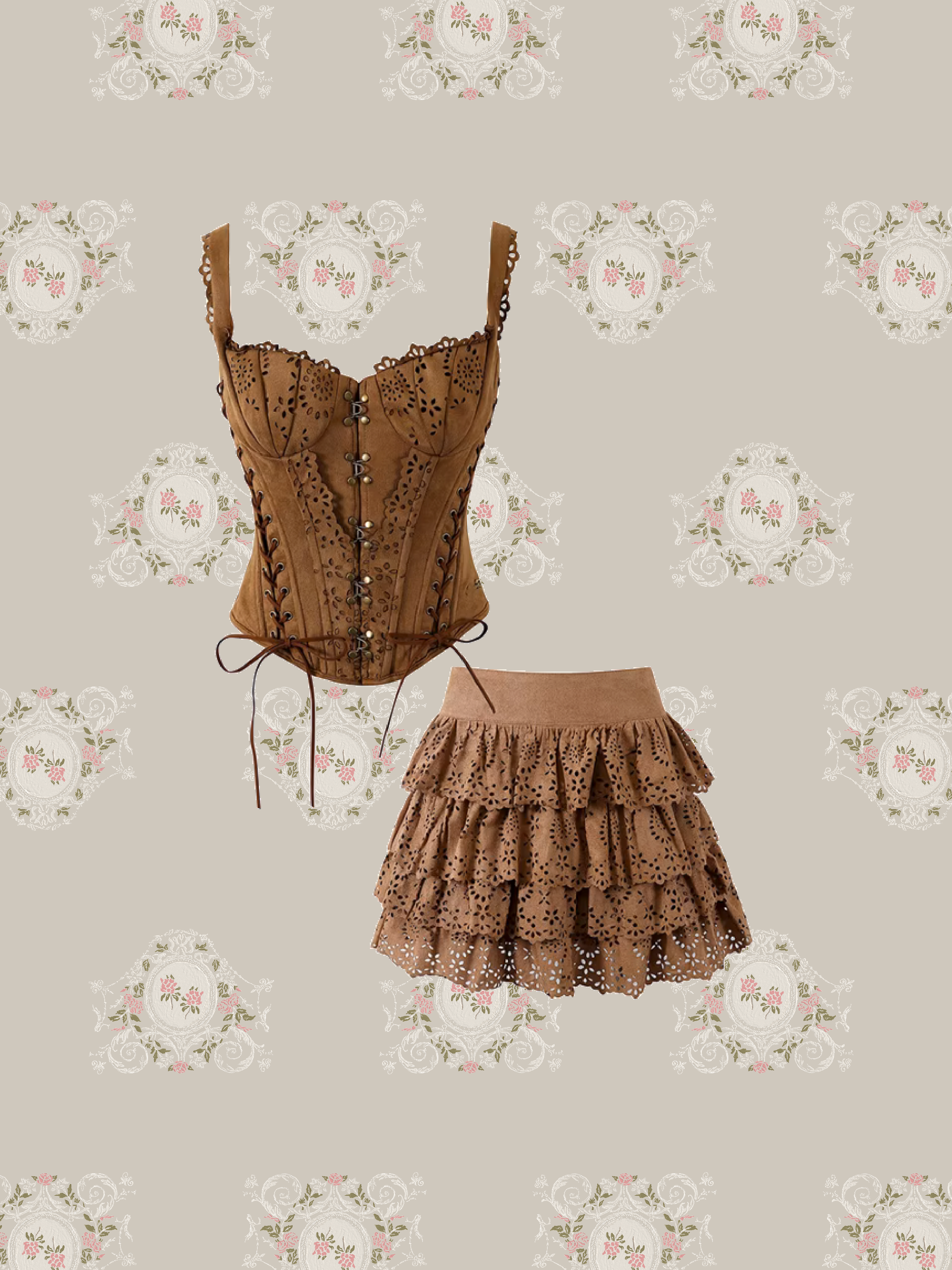 Velour Cutout Corset Set Up/ベロアカットアウトコルセットセットアップ
