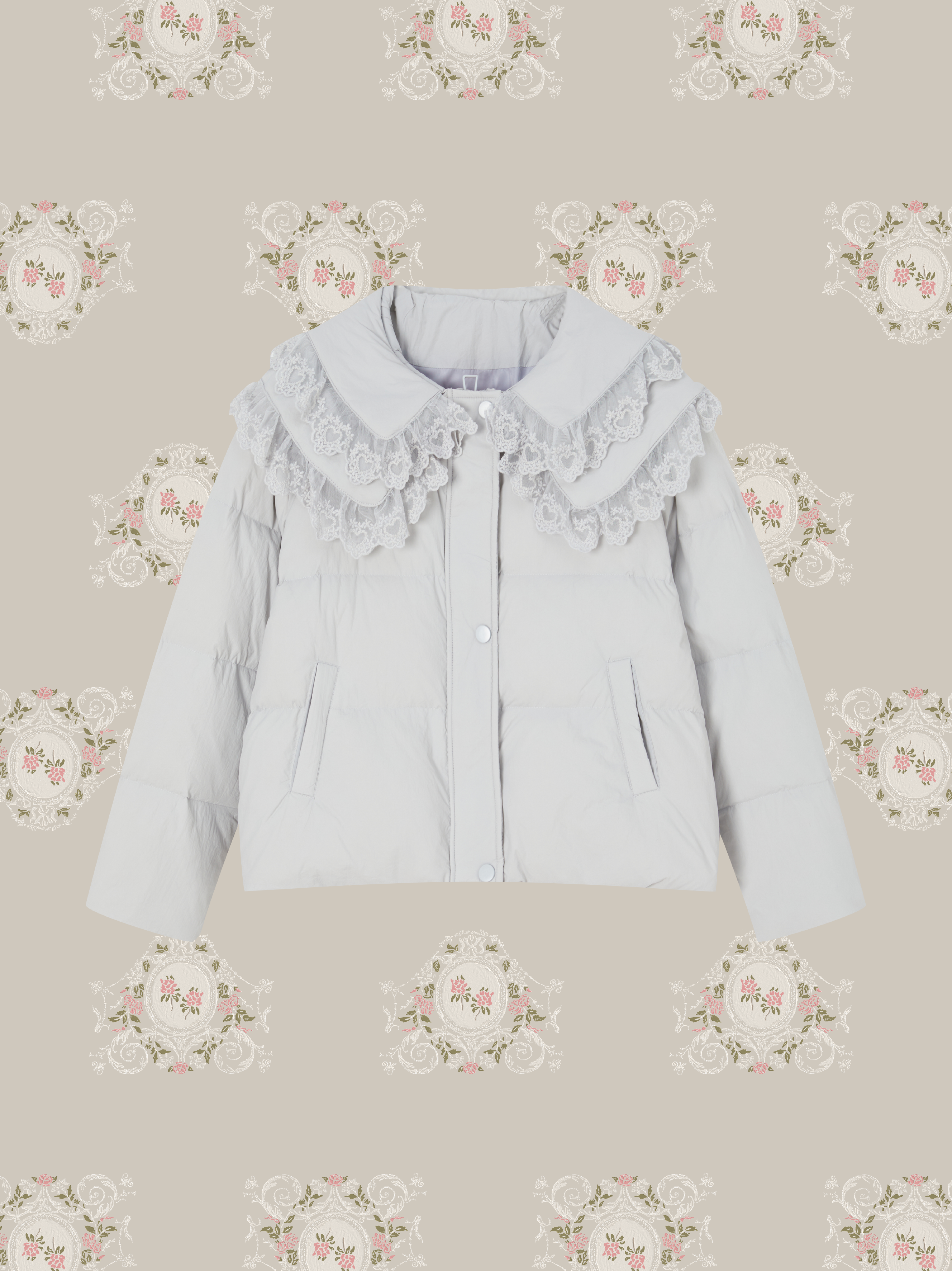 Double Lace Collar Duck Down Jacket/ダブルレースカラーダックダウンジャケット