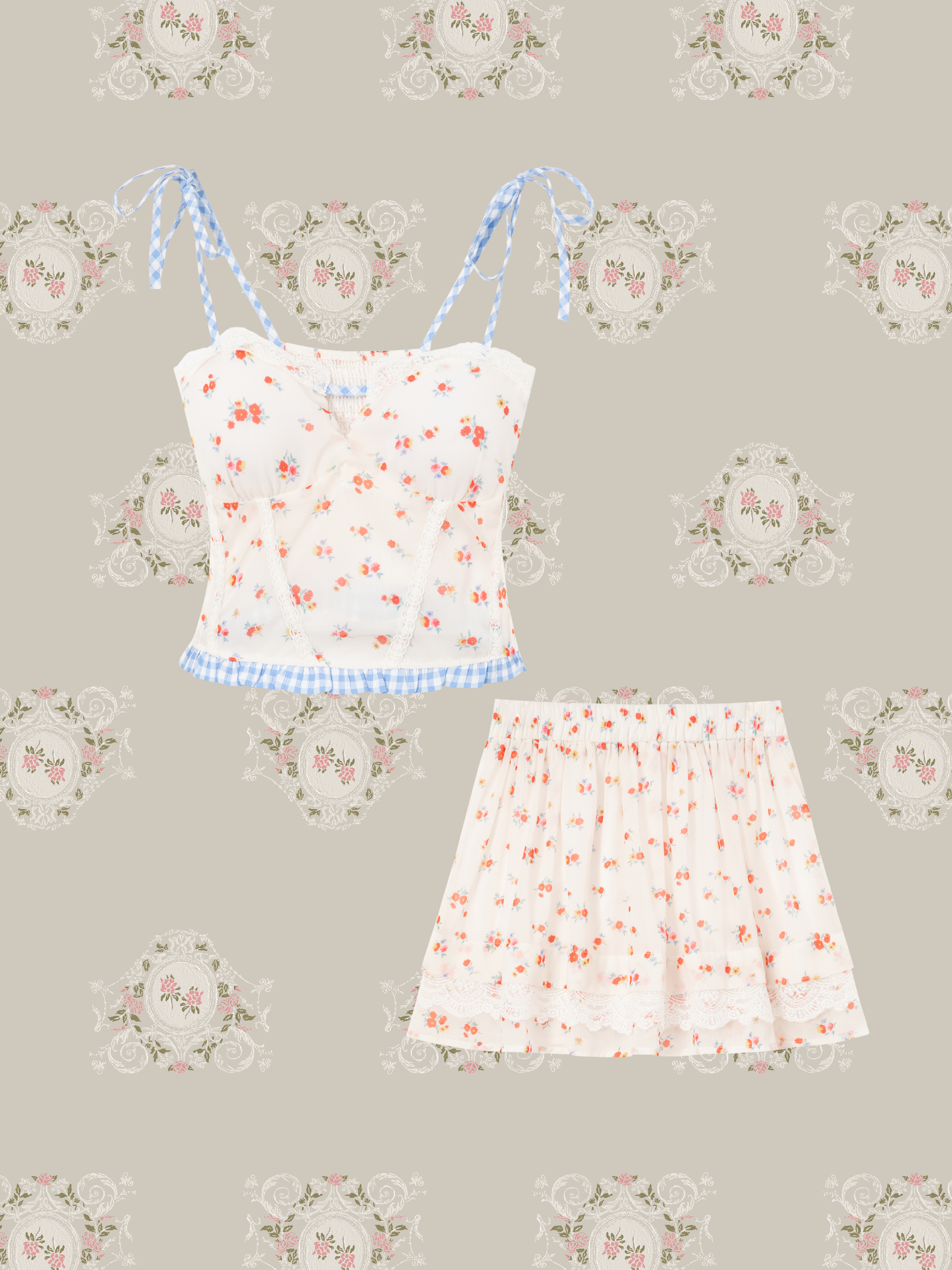 Floral Cottage Cami Skirt Set Up/花柄コテージキャミスカートセットアップ