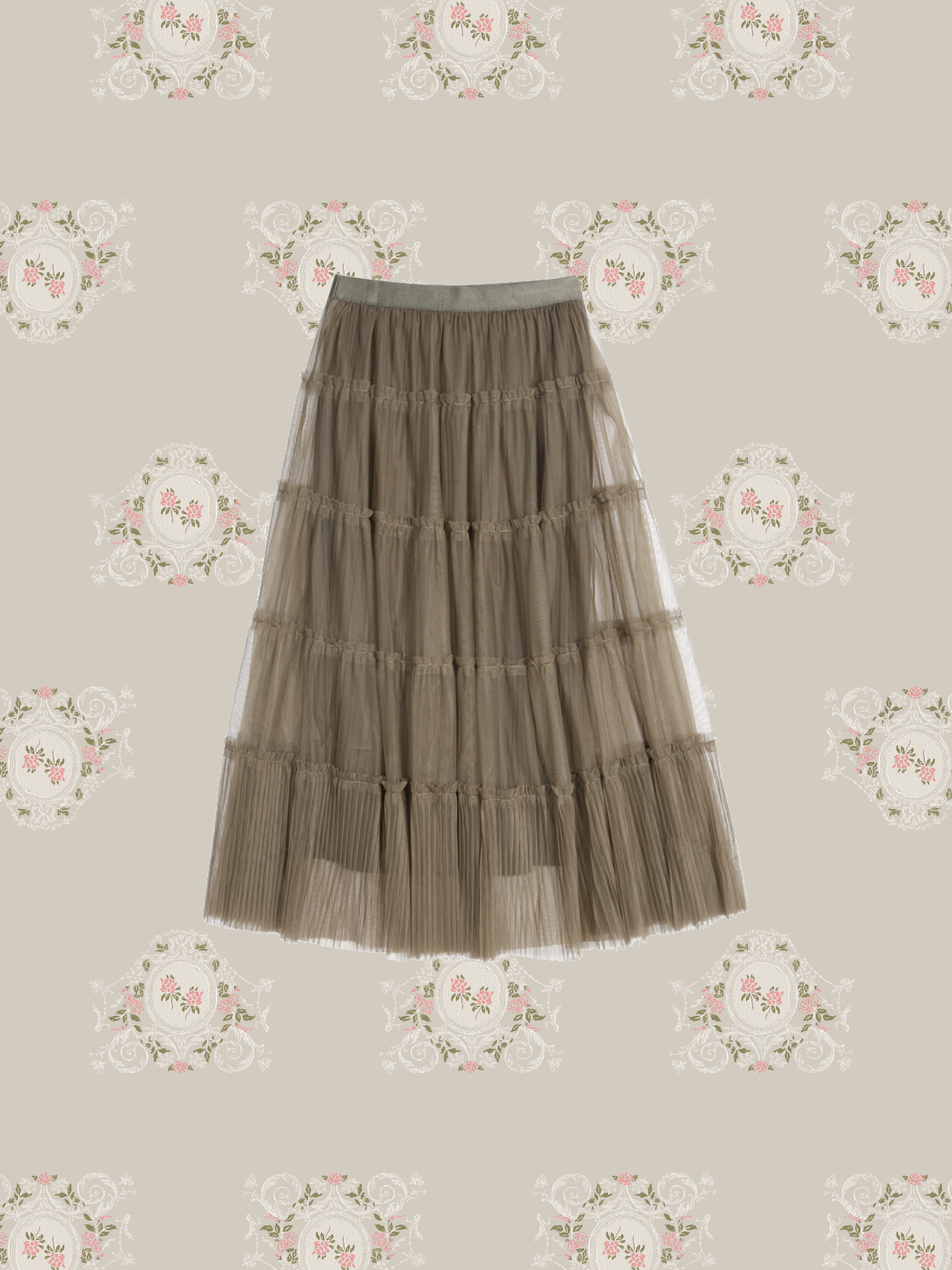 Layered Mesh Stitching Skirt/レイヤードメッシュステッチスカート