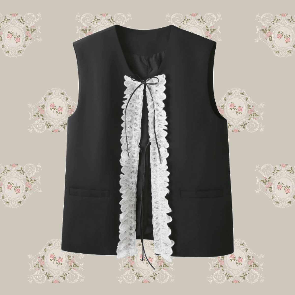 Delicate Lace Ruffle Vest/レースフリルベスト