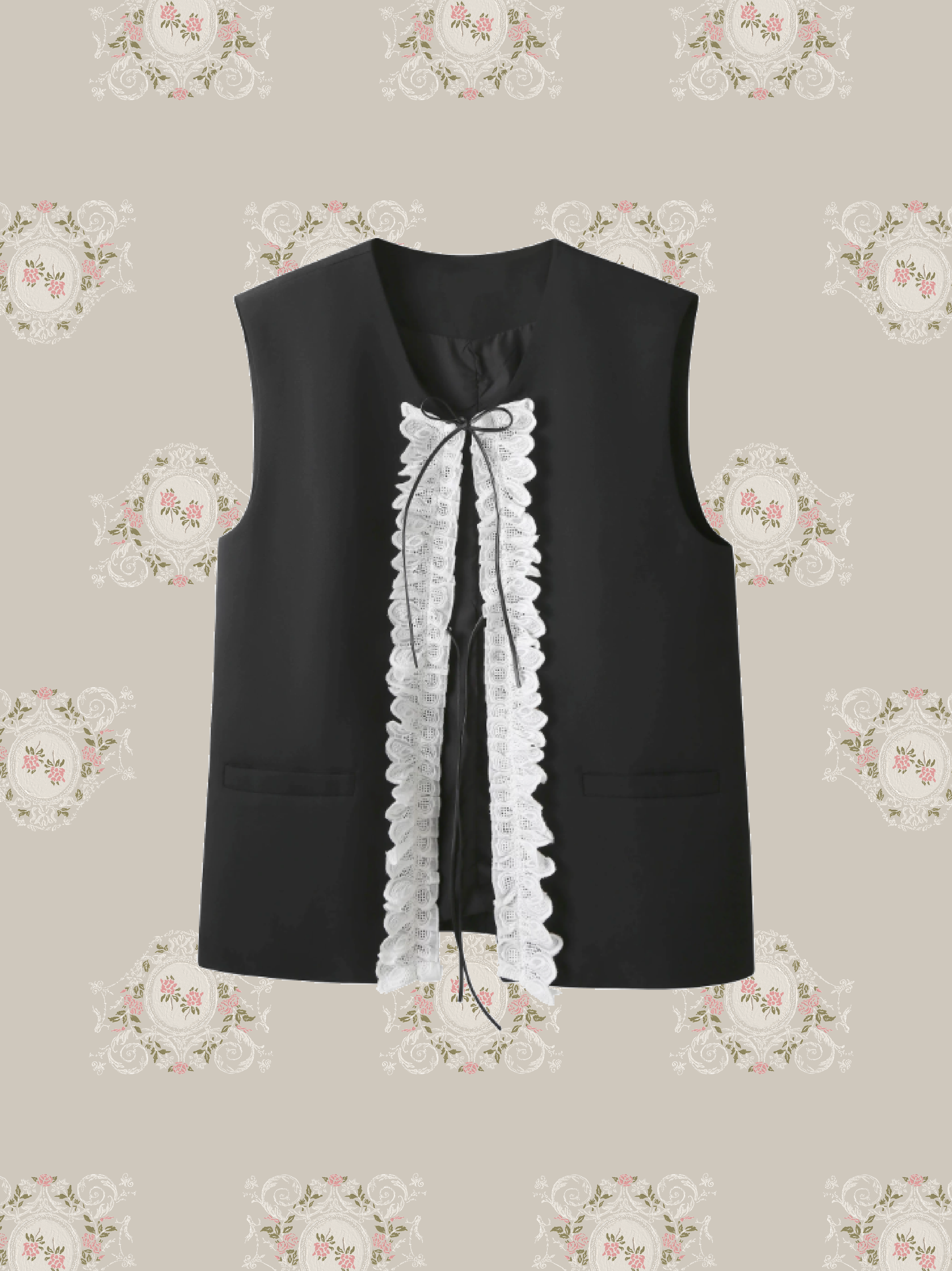 Delicate Lace Ruffle Vest/レースフリルベスト