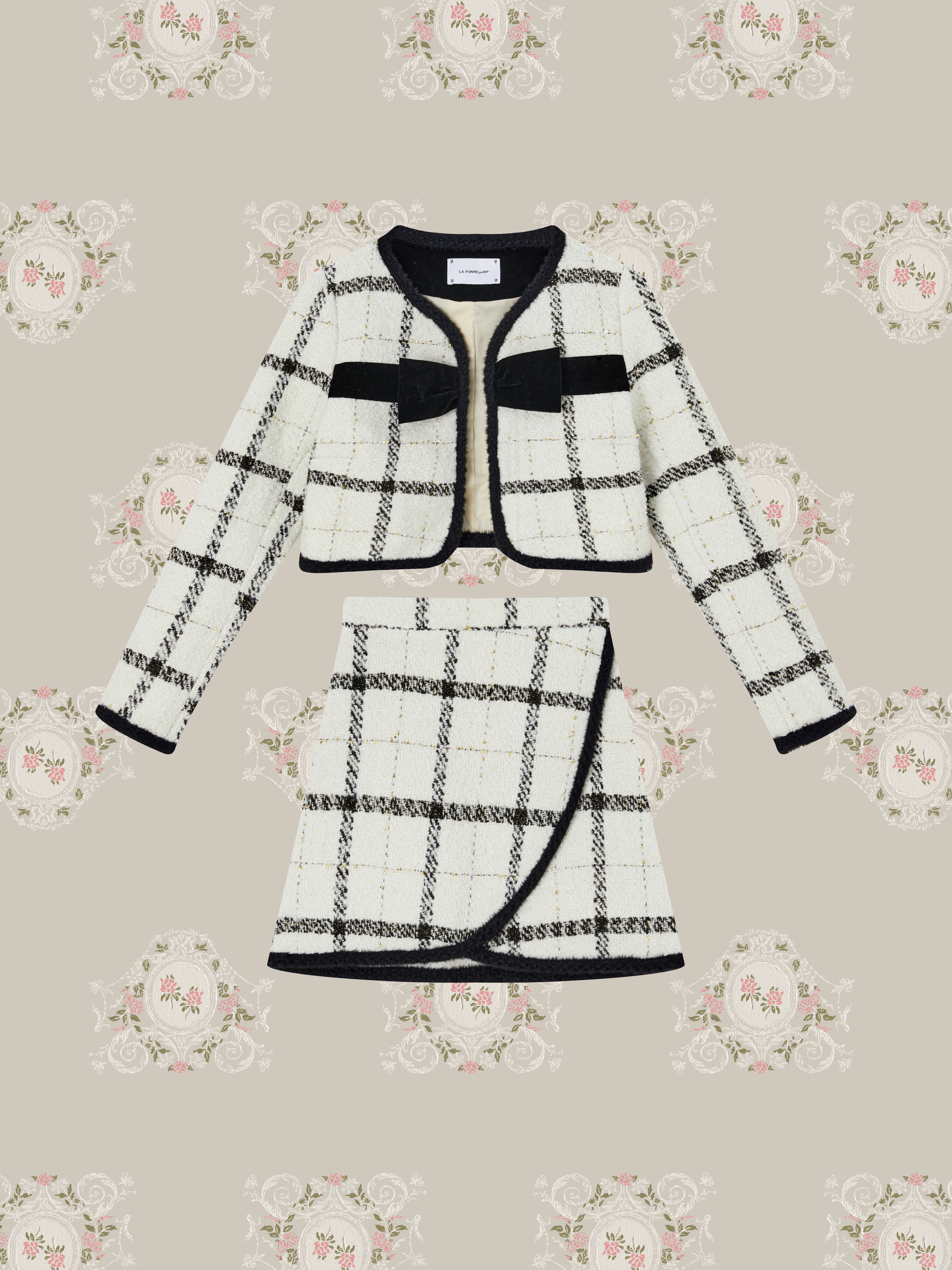 New Color❤︎No Button Red Motif Set Up. ノンボタンレッドチェックモチーフセットアップ