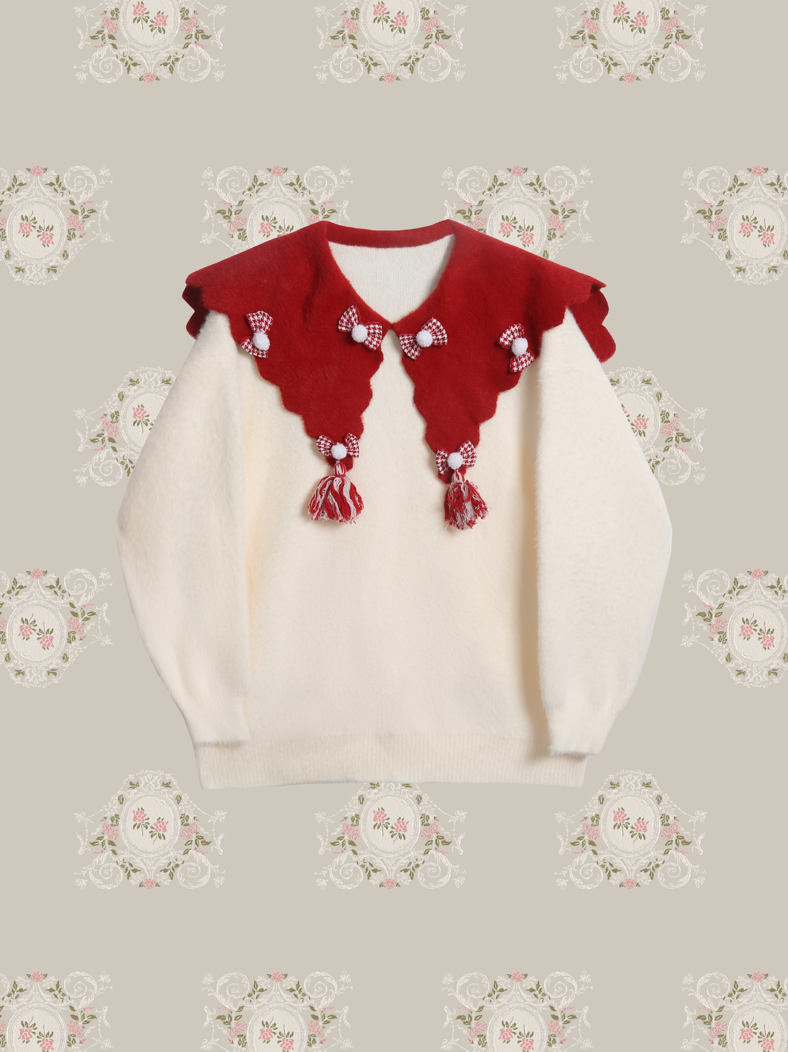 Sweet Baby Collar Chidori Ribbon Sweater/スイートベビーカラー千鳥リボンセーター
