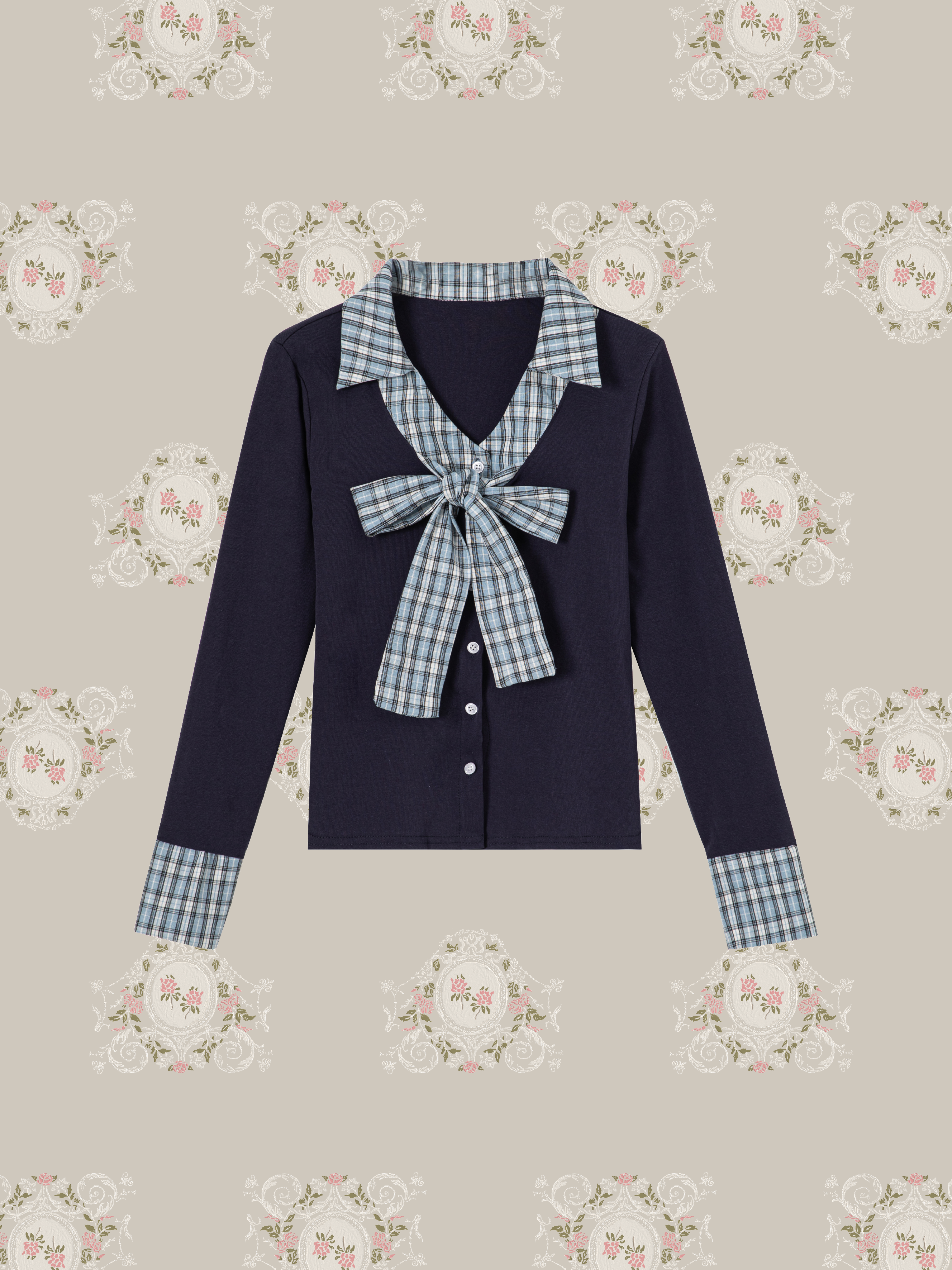 Bow Tie Patchwork T Shirt/ネクタイパッチワークTシャツ