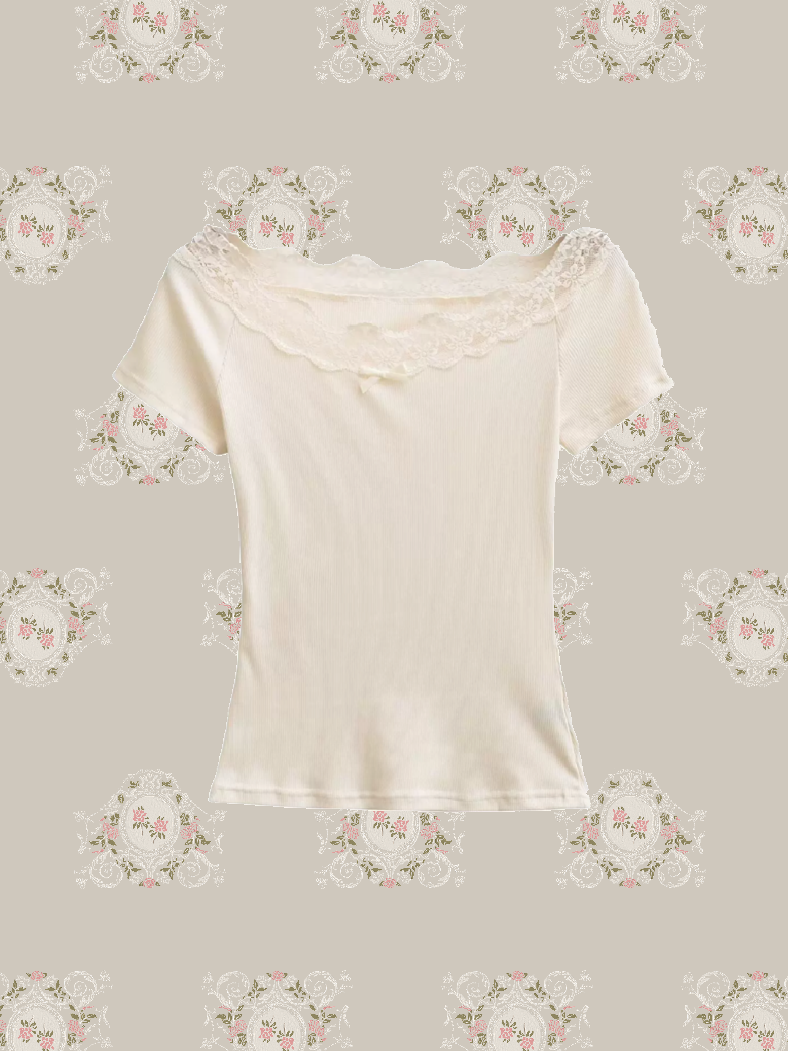 Off Shoulder Lace Piping T/オフショルダーレースパイピングT