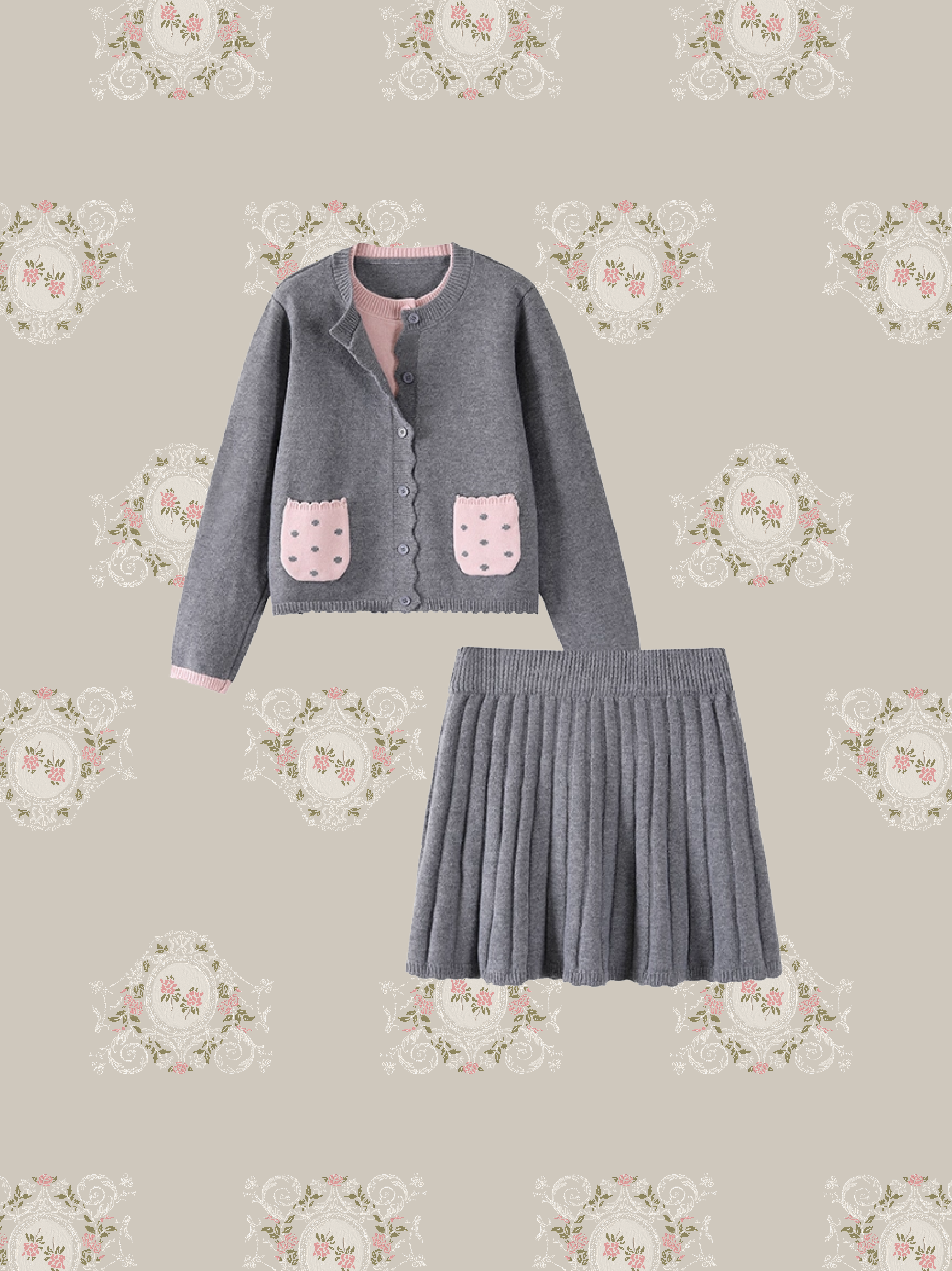 Two Tone Knitting Skirt Set Up/ツートンニットスカートセットアップ