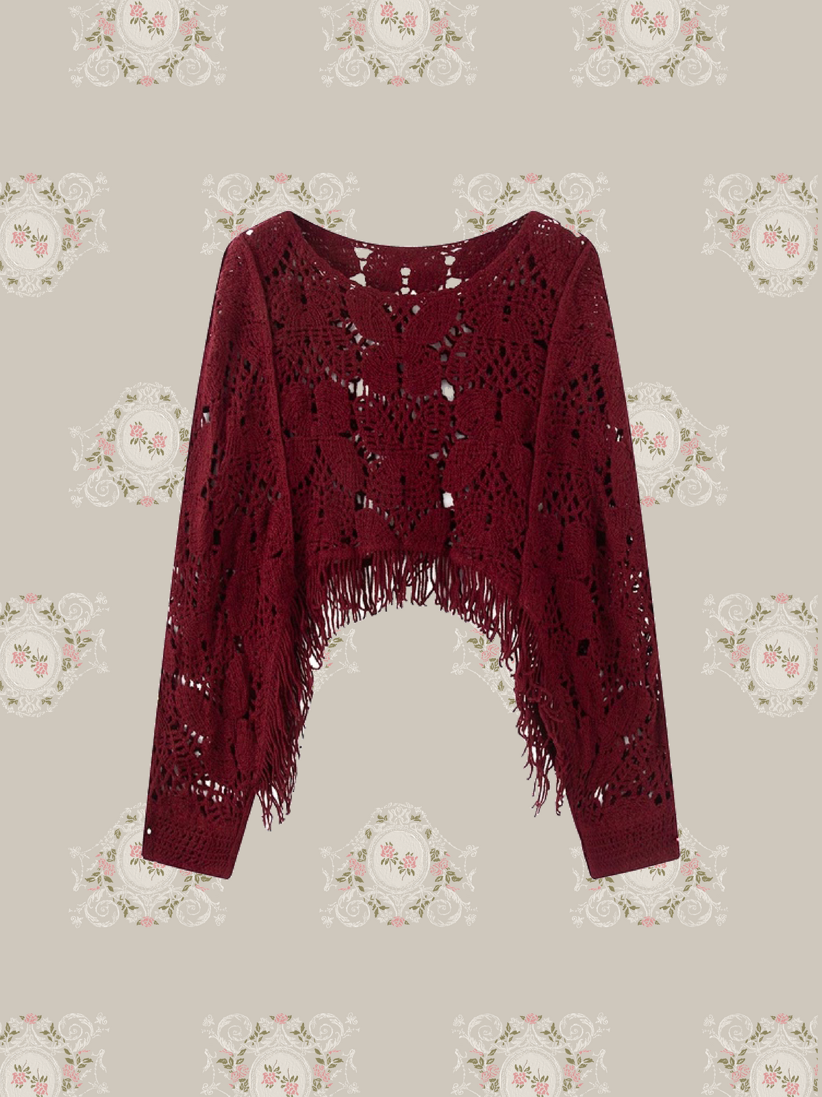 Crochet Fringe Hollow Out Knit/クロシェ編みフリンジ透かしニット