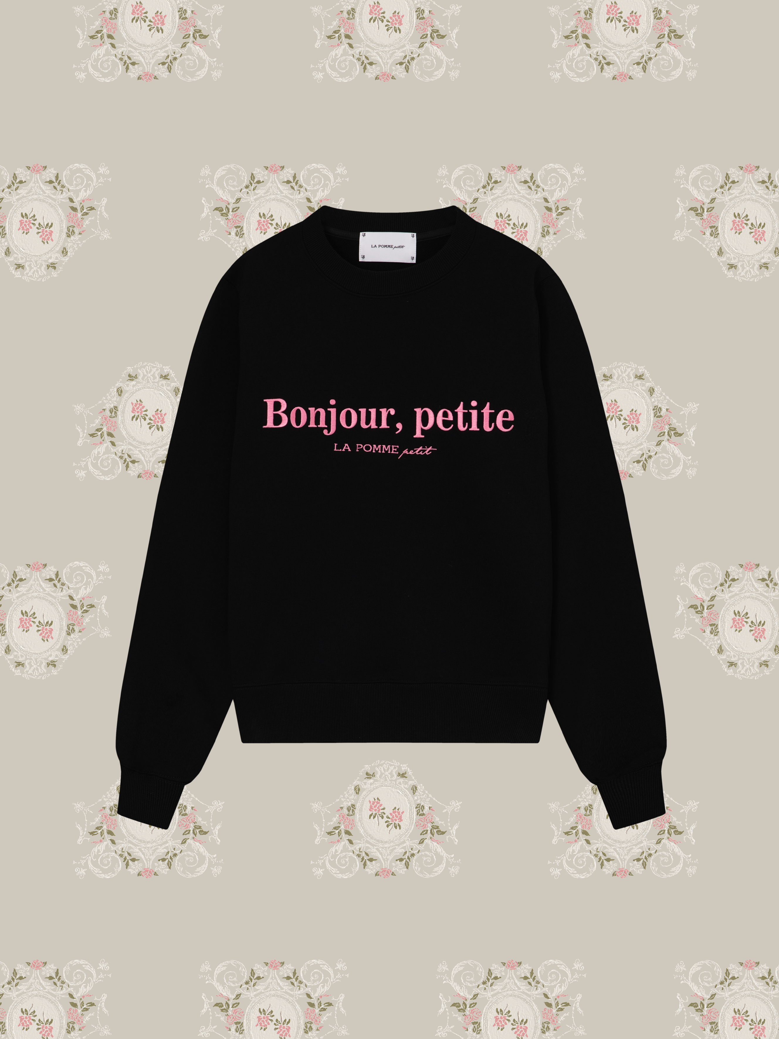 LA POMME petit Embroidery Bonjour petite Sweat