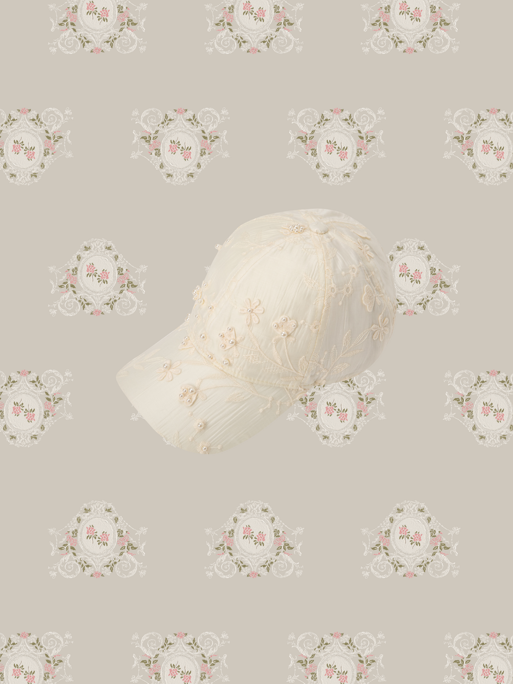 Romantic Embroidery Pearl Cap