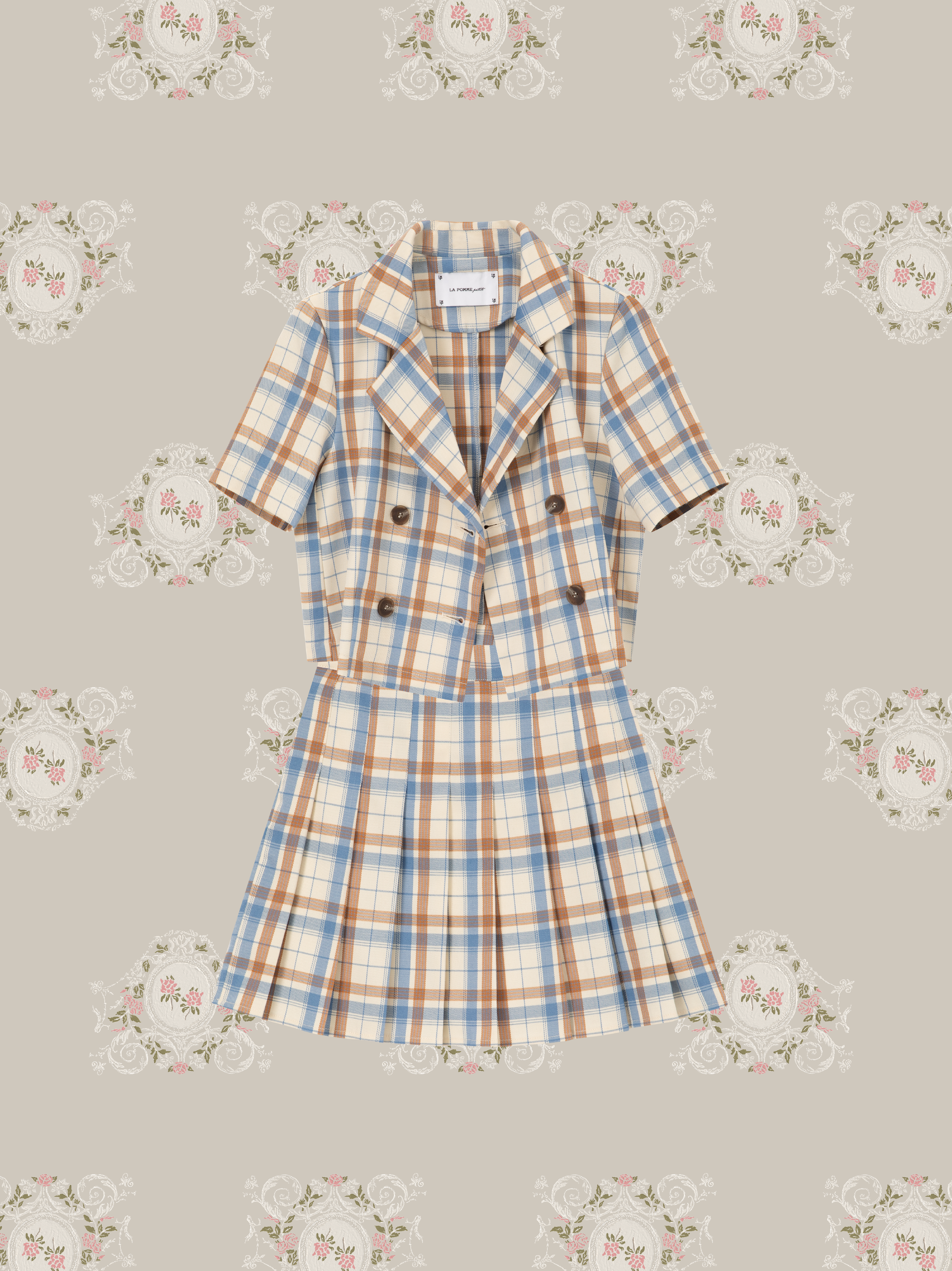 ・予約商品・Vintage Tartan Blazer Skirt Set U/ヴィンテージタータンブレザースカートセットアップ