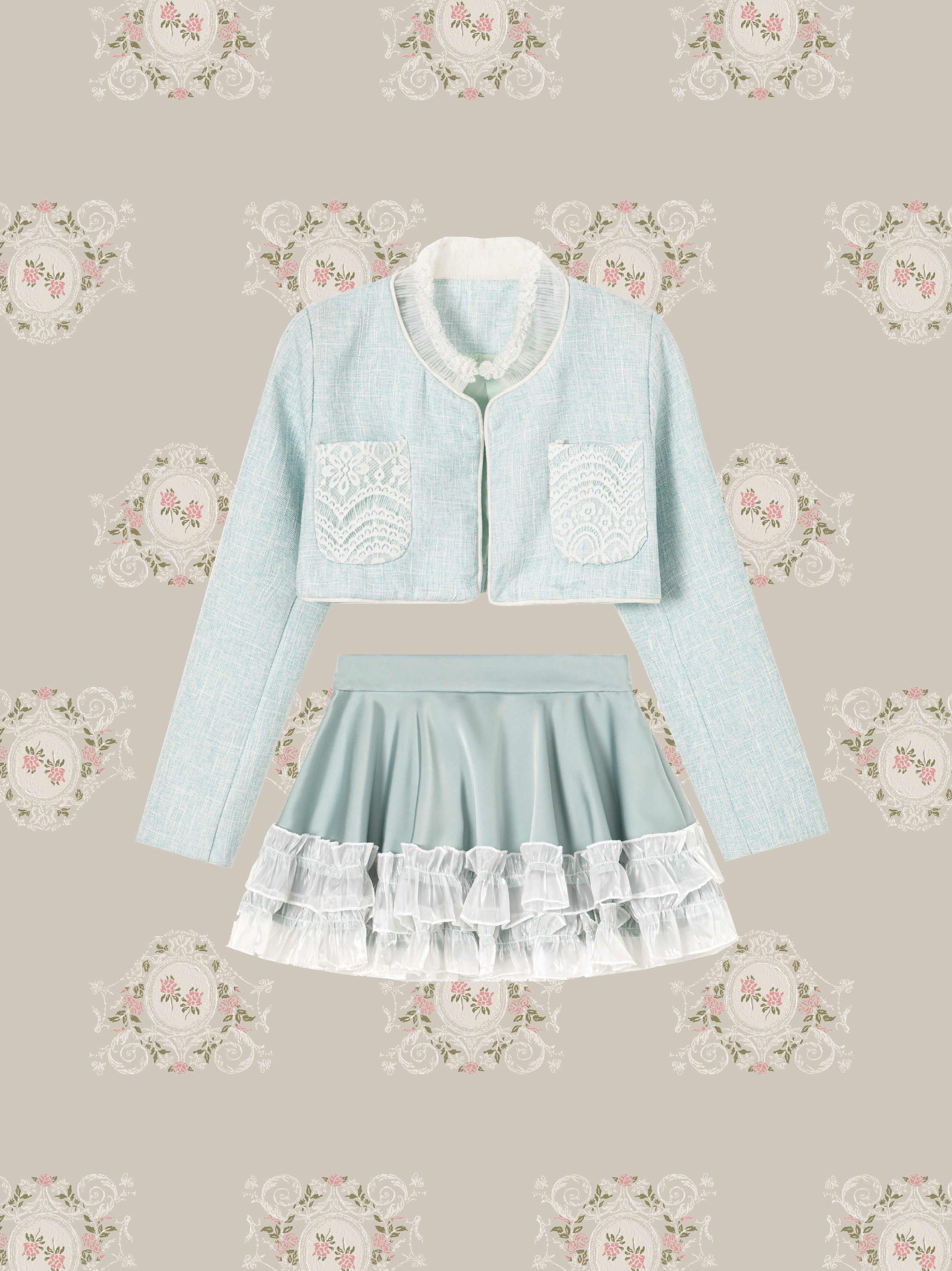 Baby Blue Lace Motif 3 Items Set Up/ベビーブルーレース 3点セット