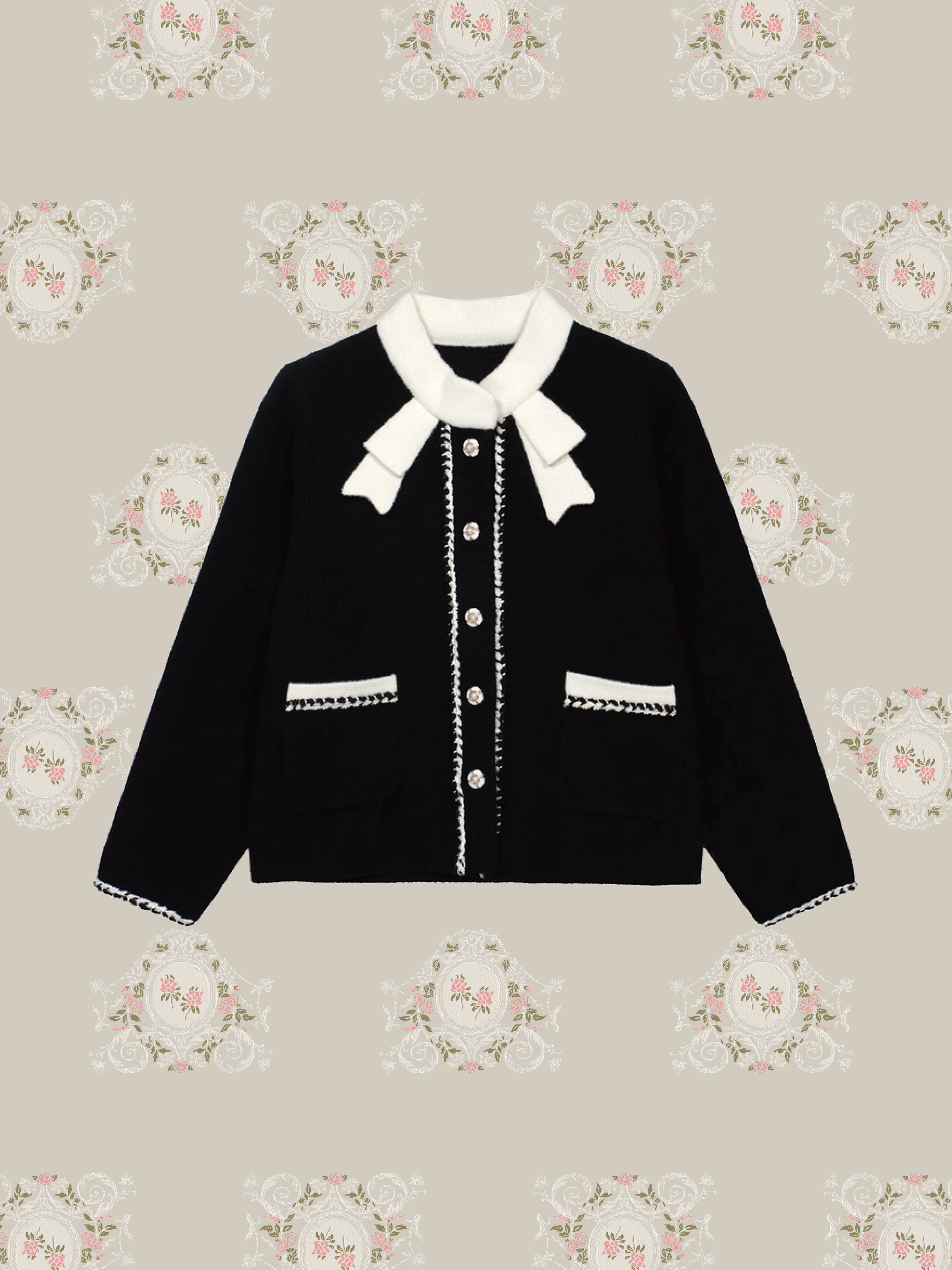 Texture Pearl Button Woolen Jacket