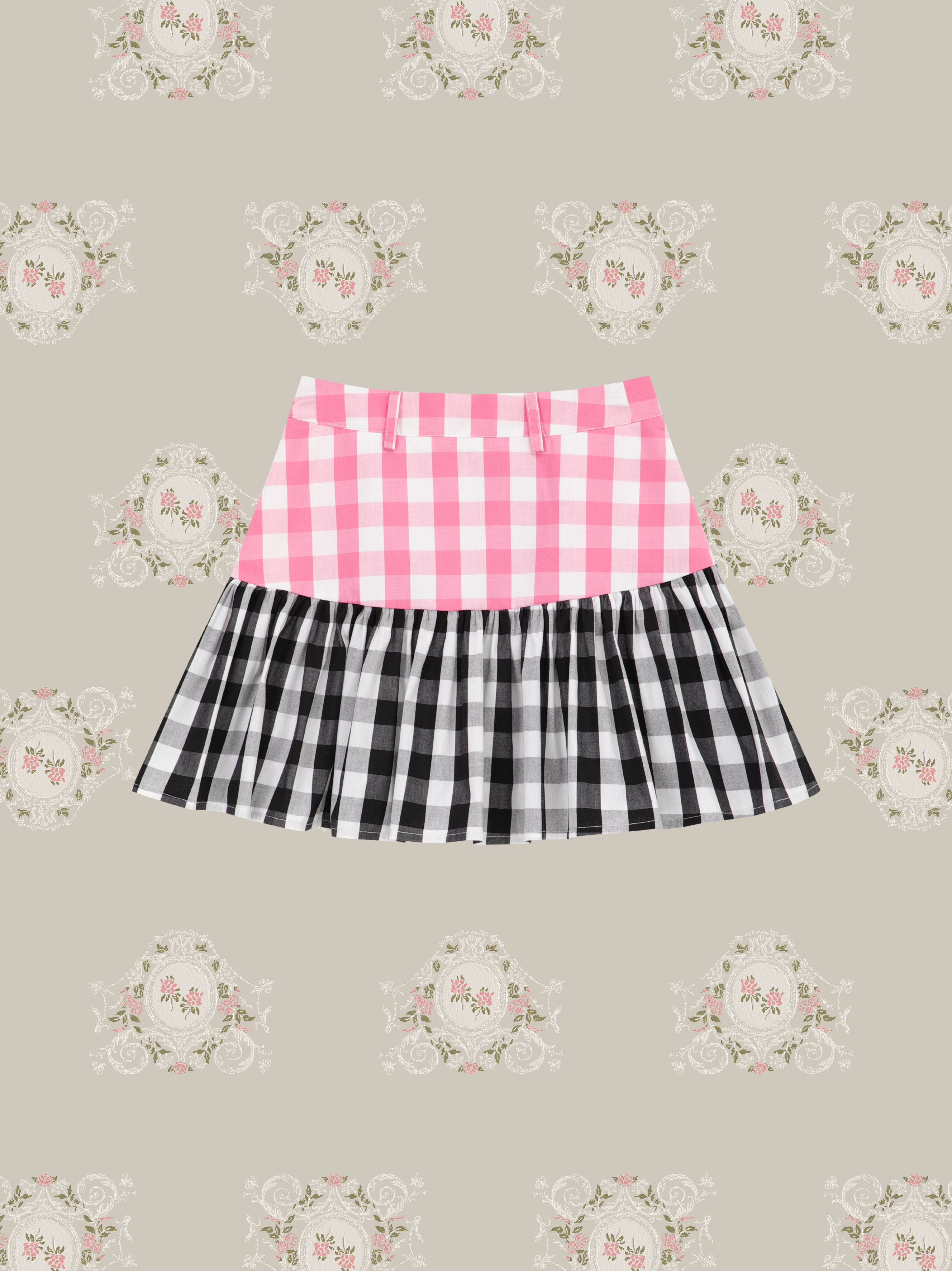 ・予約商品・Contrast Two Tone Pleated Skirt/コントラストツートンカラープリーツスカート